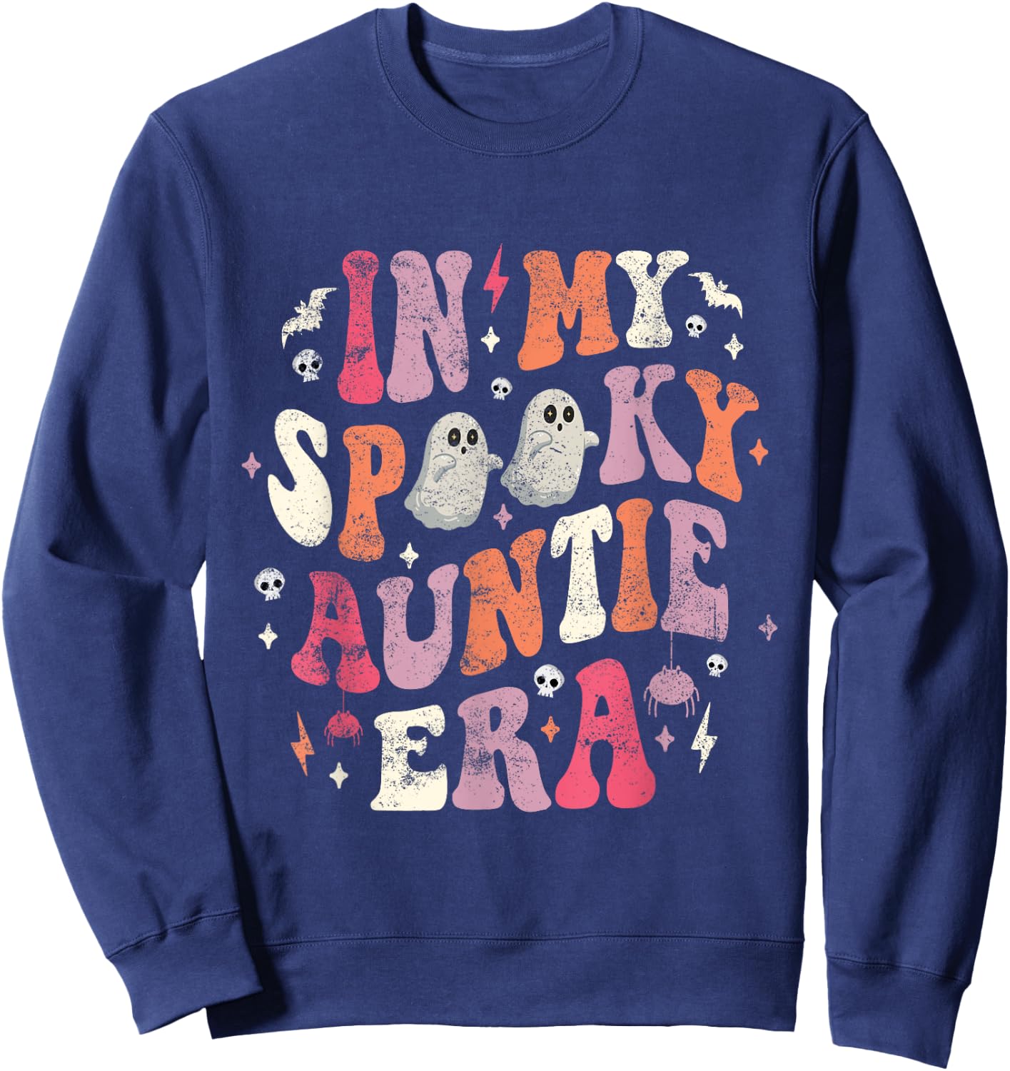 In My Spooky Auntie Era Funny Ghost Auntie Halloween Sweatshirt - Sweatshirt | Navy