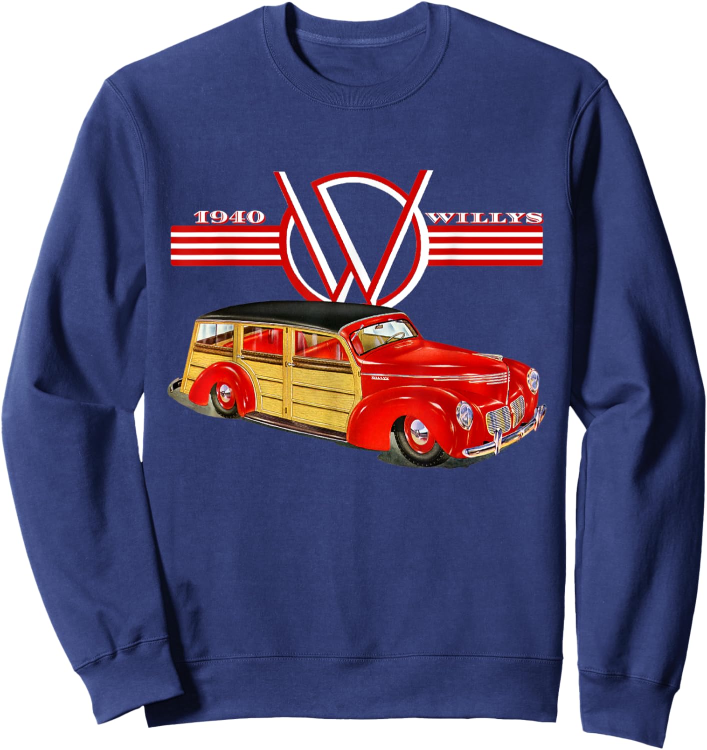 1940 Willys Hot Rod Woody Station Wagon Deluxe Model Sweatshirt - Sweatshirt | Navy