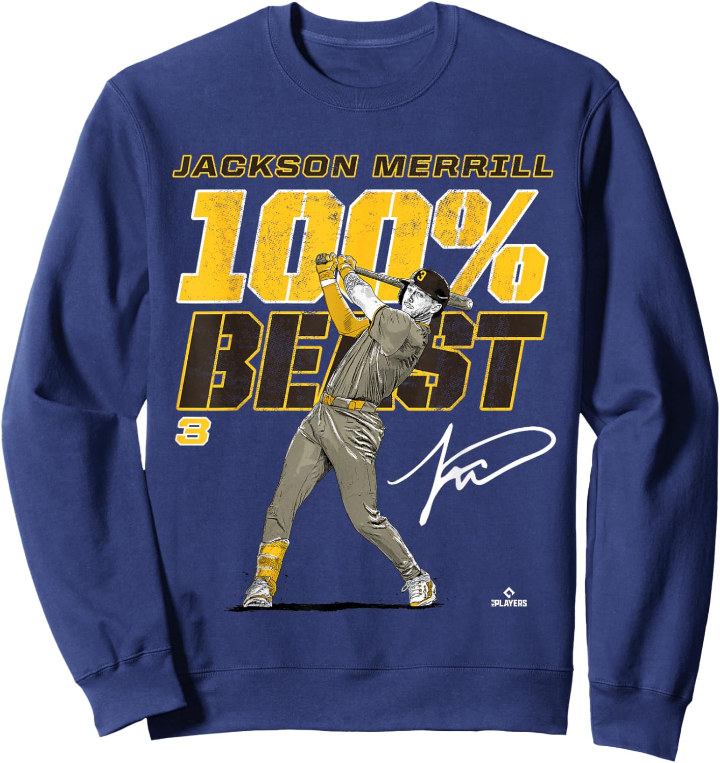 100% Beast Jackson Merrill San Diego Baseball MLBPA Sweatshirt - Sweatshirt | Navy