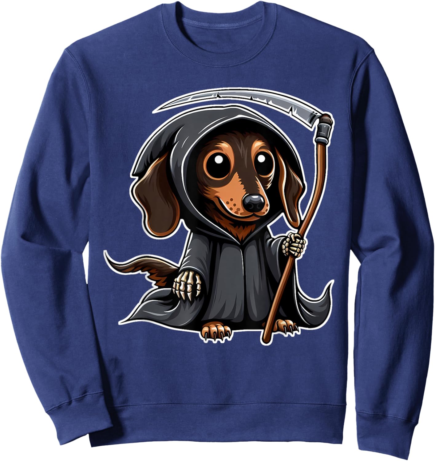 Weiner Dog Halloween Dachshund Grim Reaper Sweatshirt - Sweatshirt | Navy