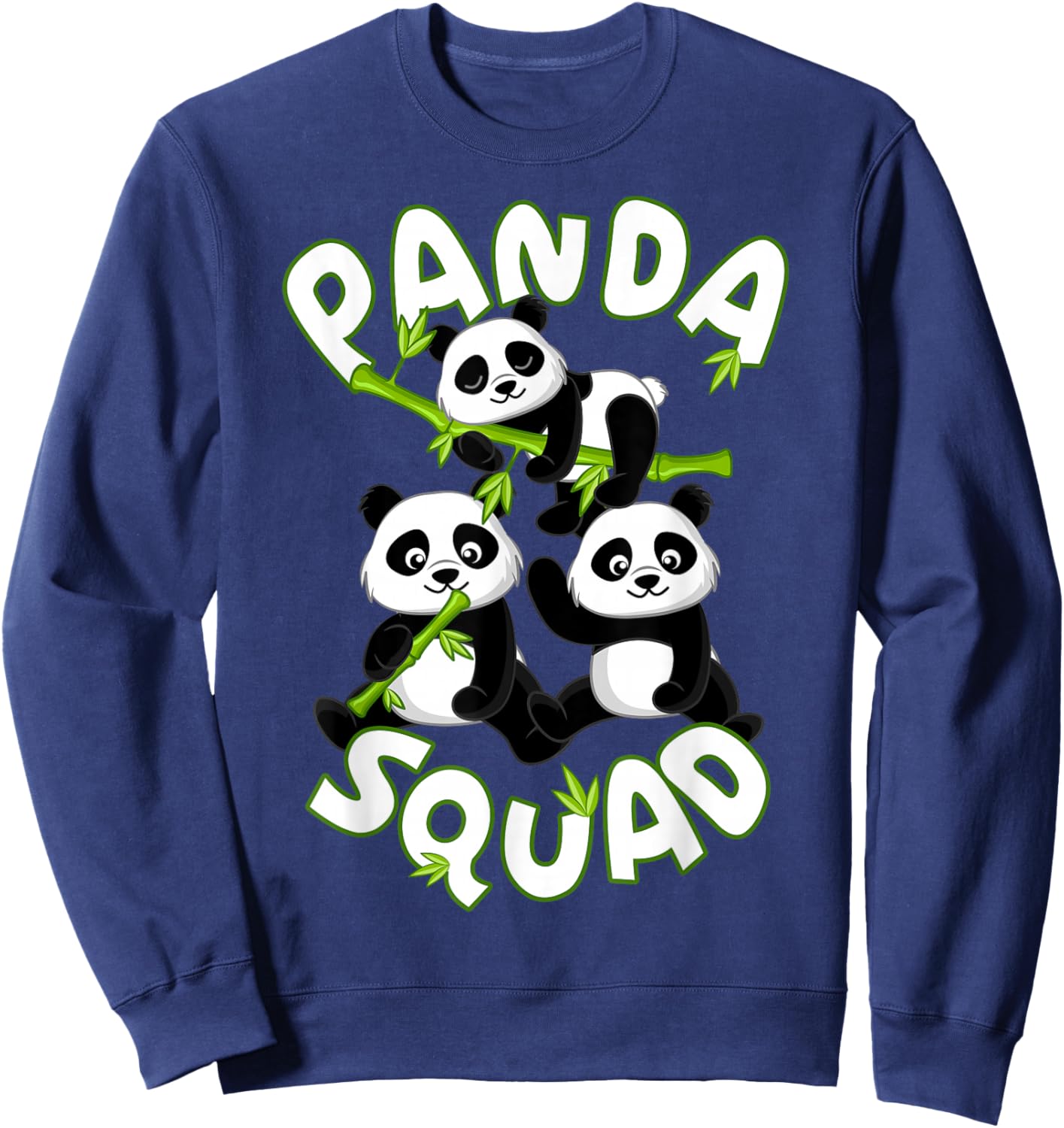 Cute Panda Family Graphic - Panda Squad Sweatshirt - Sweatshirt | Navy