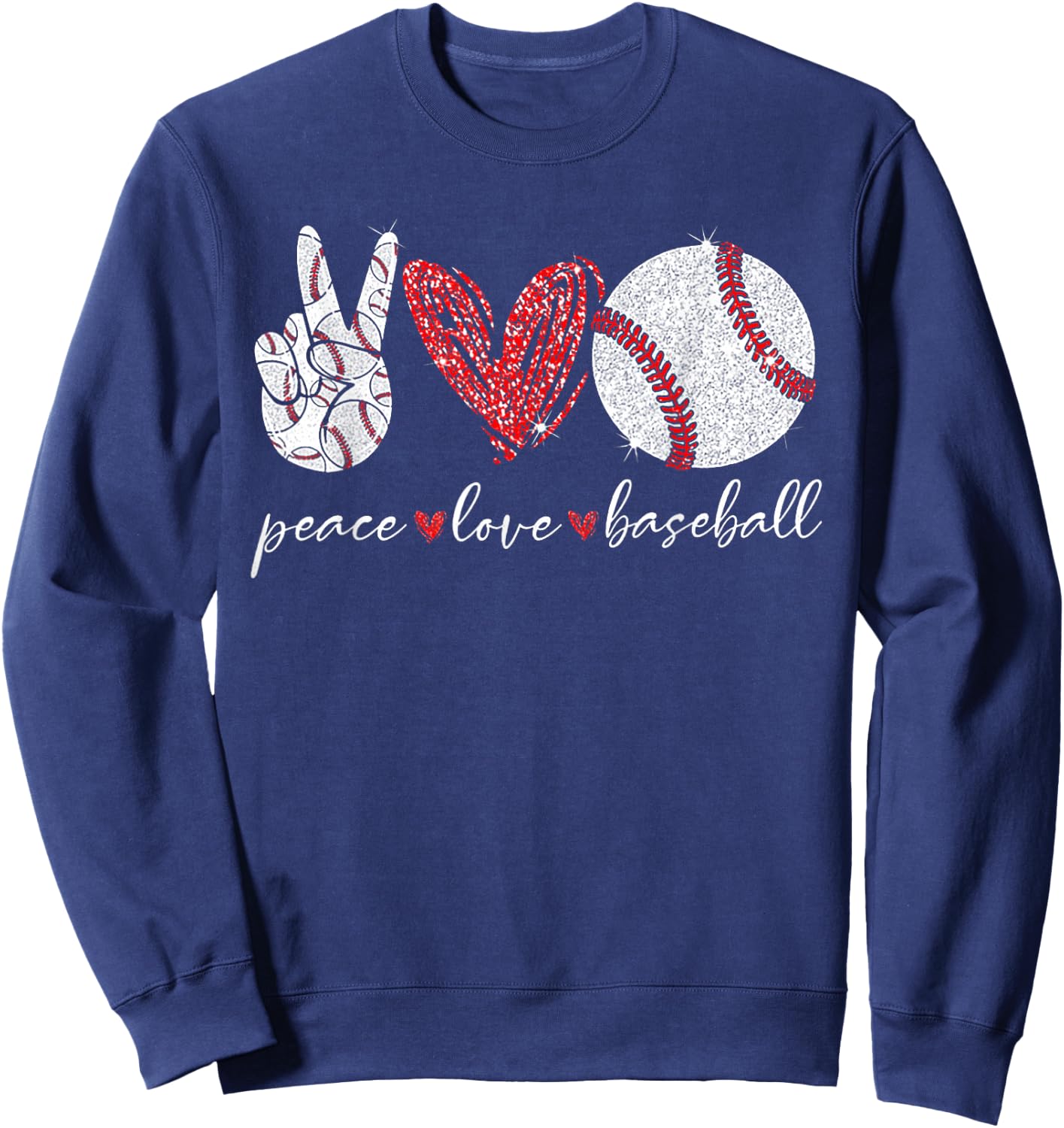 Peace Love Baseball Sweatshirt - Sweatshirt | Navy