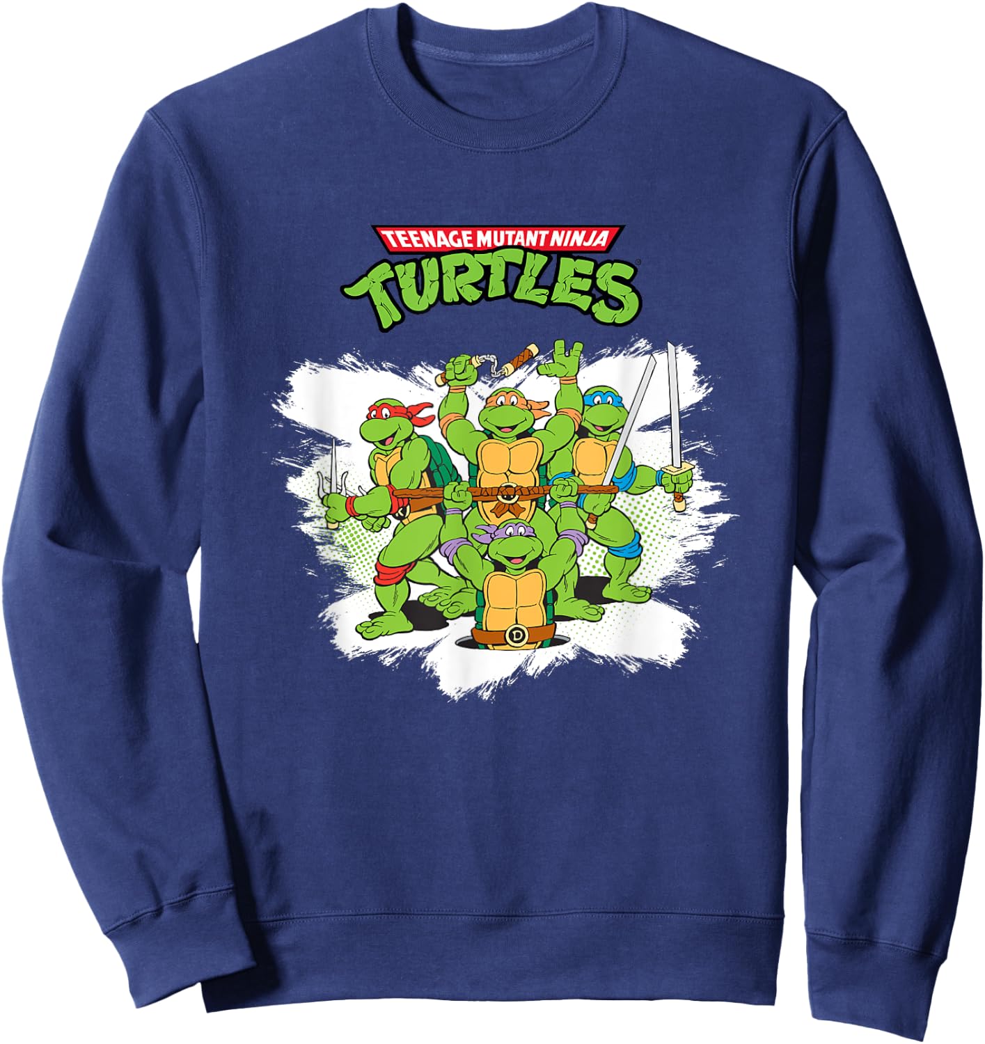 Mademark x Teenage Mutant Ninja Turtles - Original Teenage Mutant Ninja Turtles Classic Retro Logo Sweatshirt - Sweatshirt | Navy