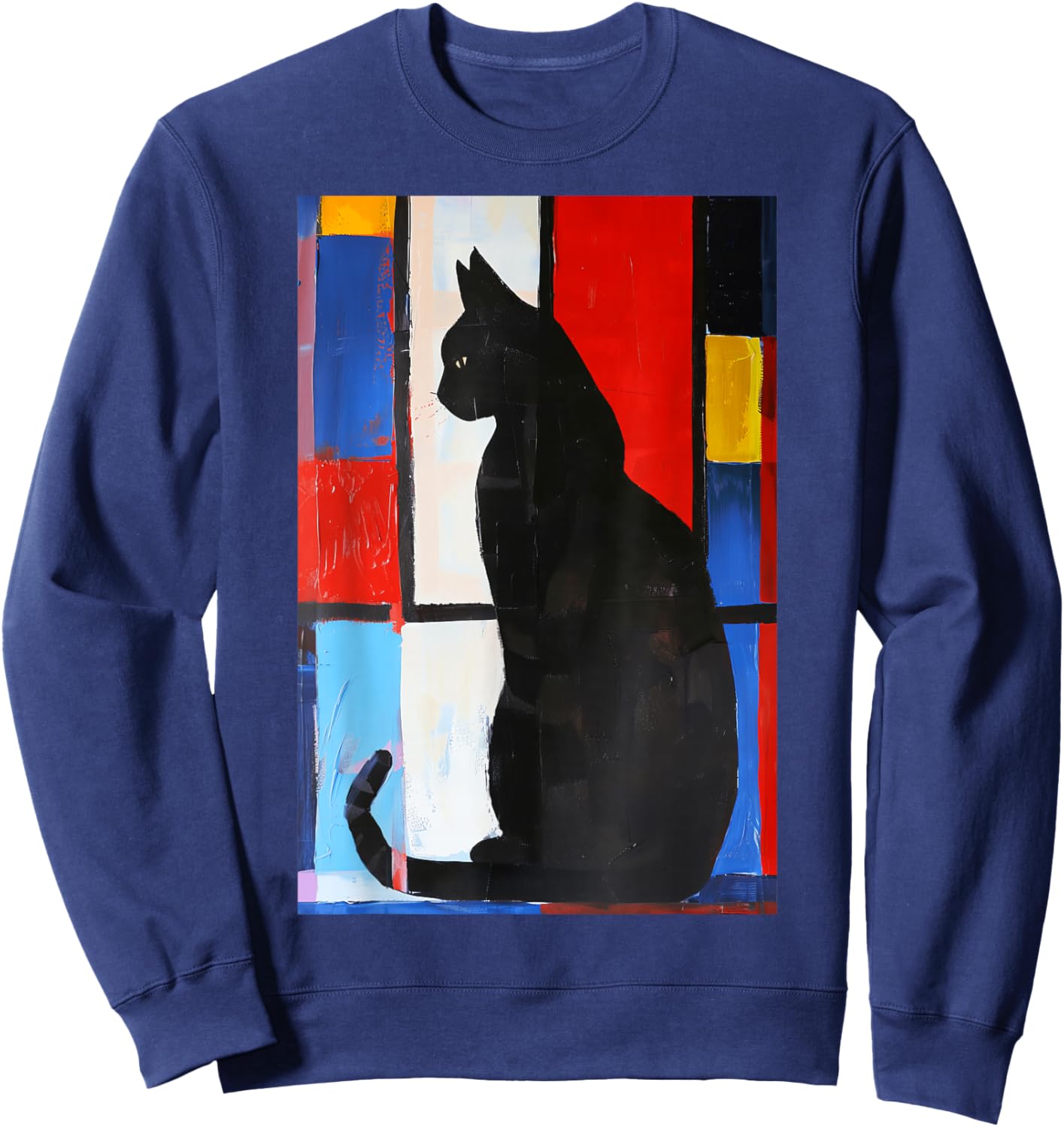 Cat Abstract Art Sweatshirt - Sweatshirt | Navy