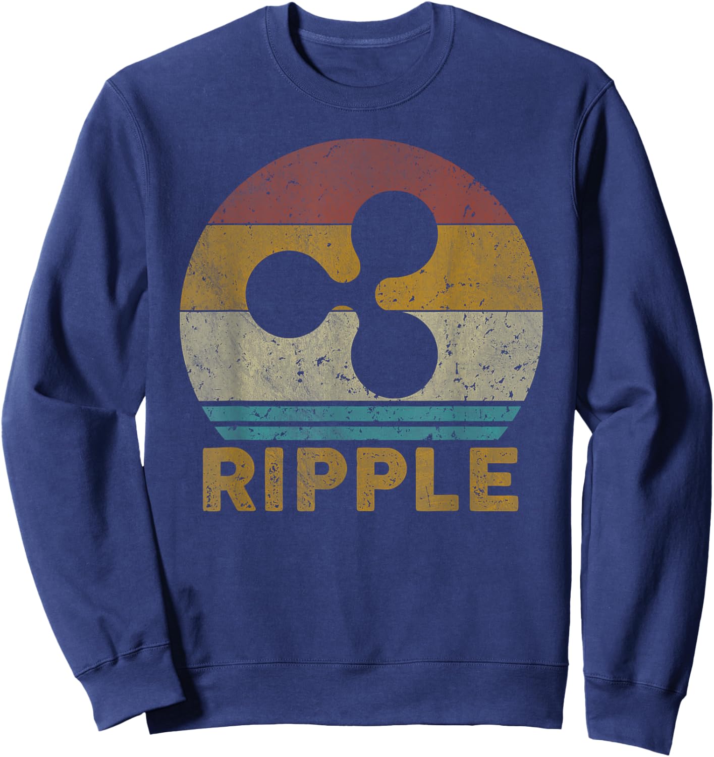 Vintage Ripple (XRP) Crypto Ripple Sweatshirt - Sweatshirt | Navy