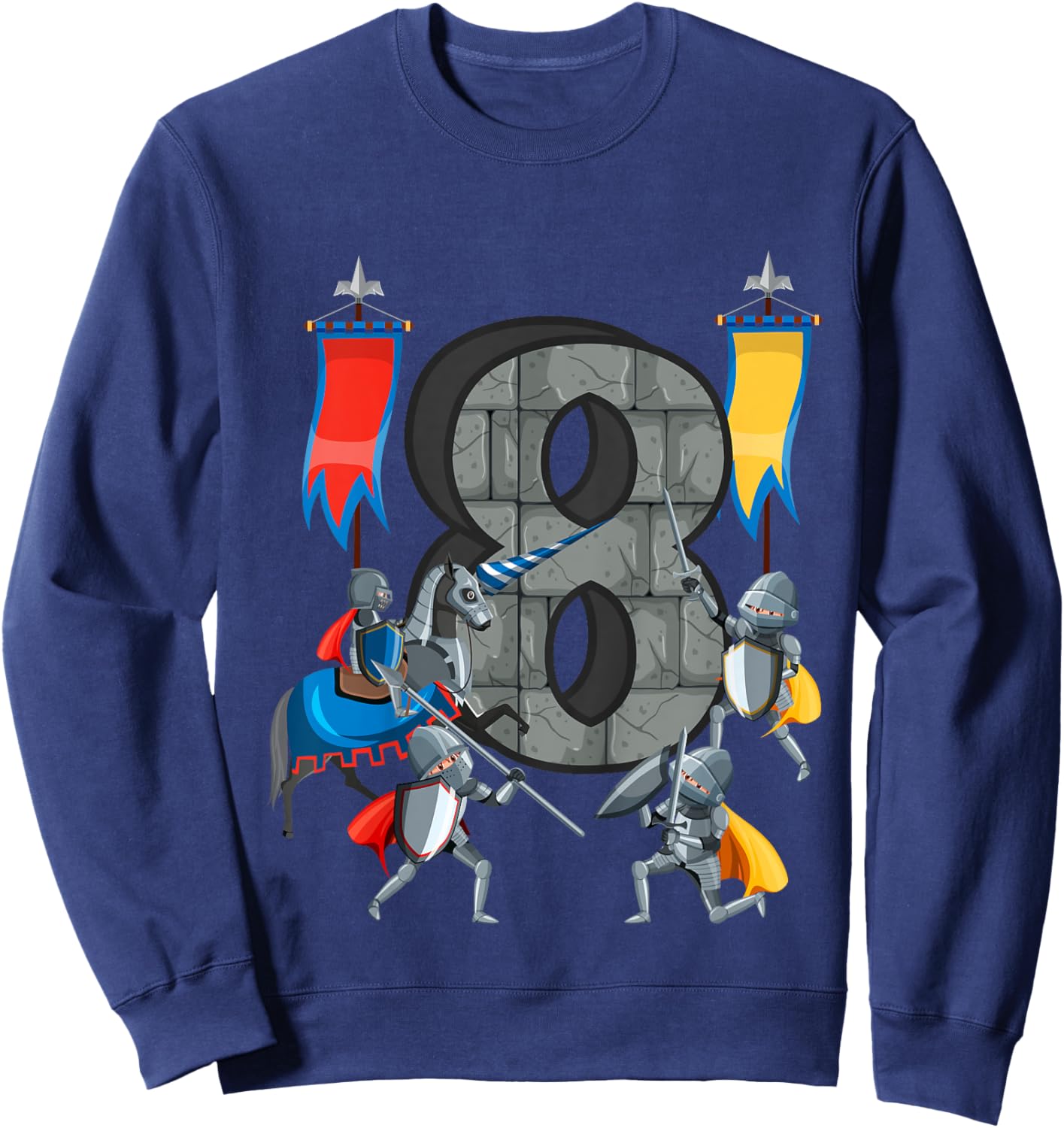 Medieval Knights Middle Ages History Castle 8th Birthday Sweatshirt - Sweatshirt | Navy