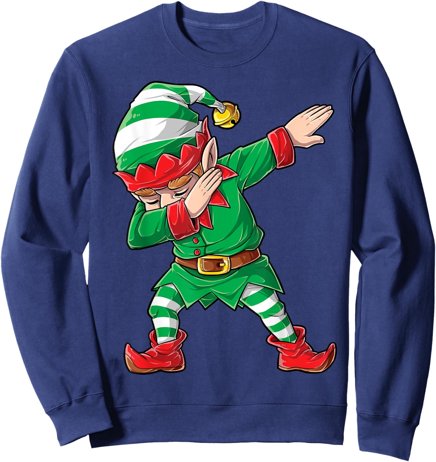 Christmas Dabbing Elf Squad Boys Men Xmas Family Matching Short Sleeve Sweatshirt - Sweatshirt | Navy