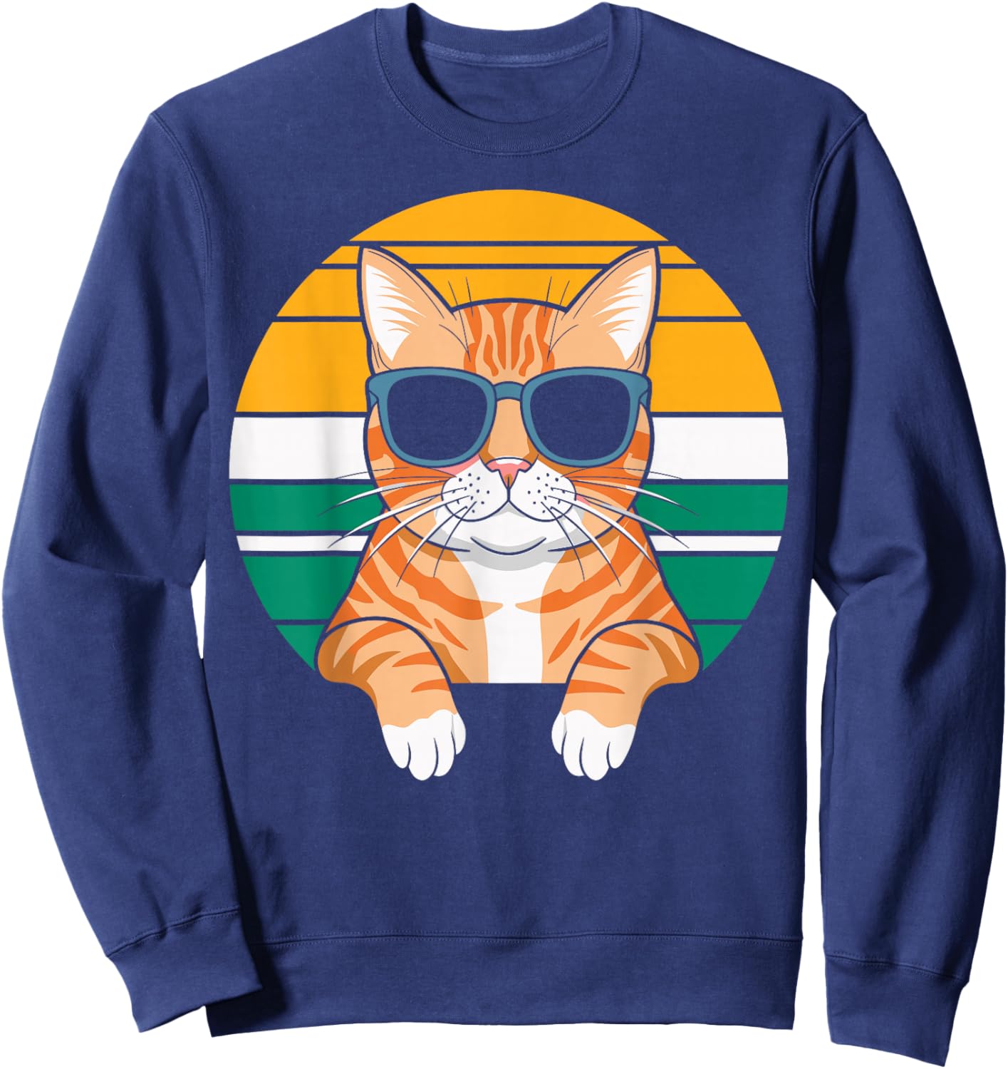 Orange Tabby Cat With Sunglasses Orange Cat Sweatshirt - Sweatshirt | Navy