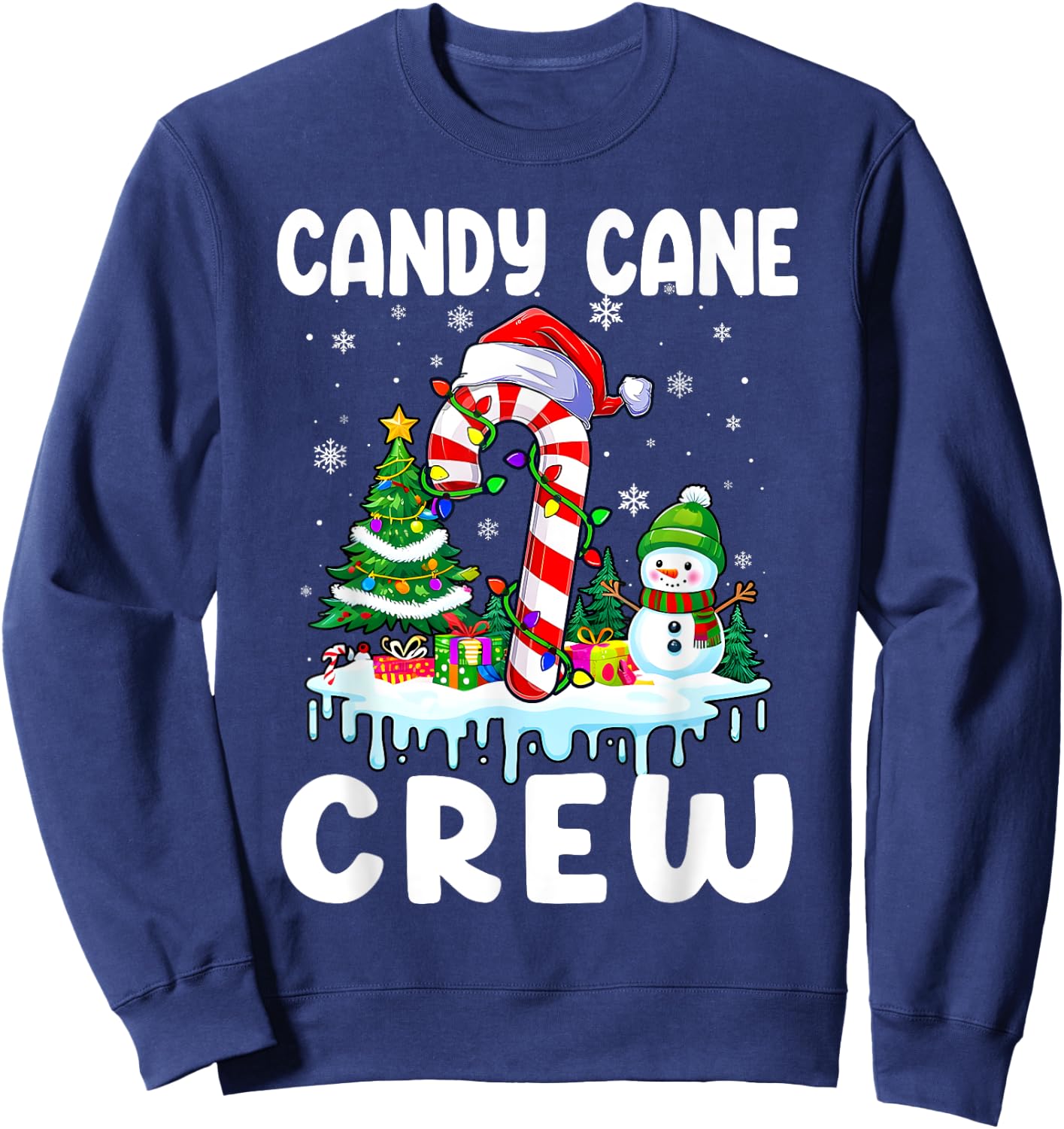 Candy Cane Crew Funny Christmas Holiday Boys Girls Men Women Sweatshirt - Sweatshirt | Navy
