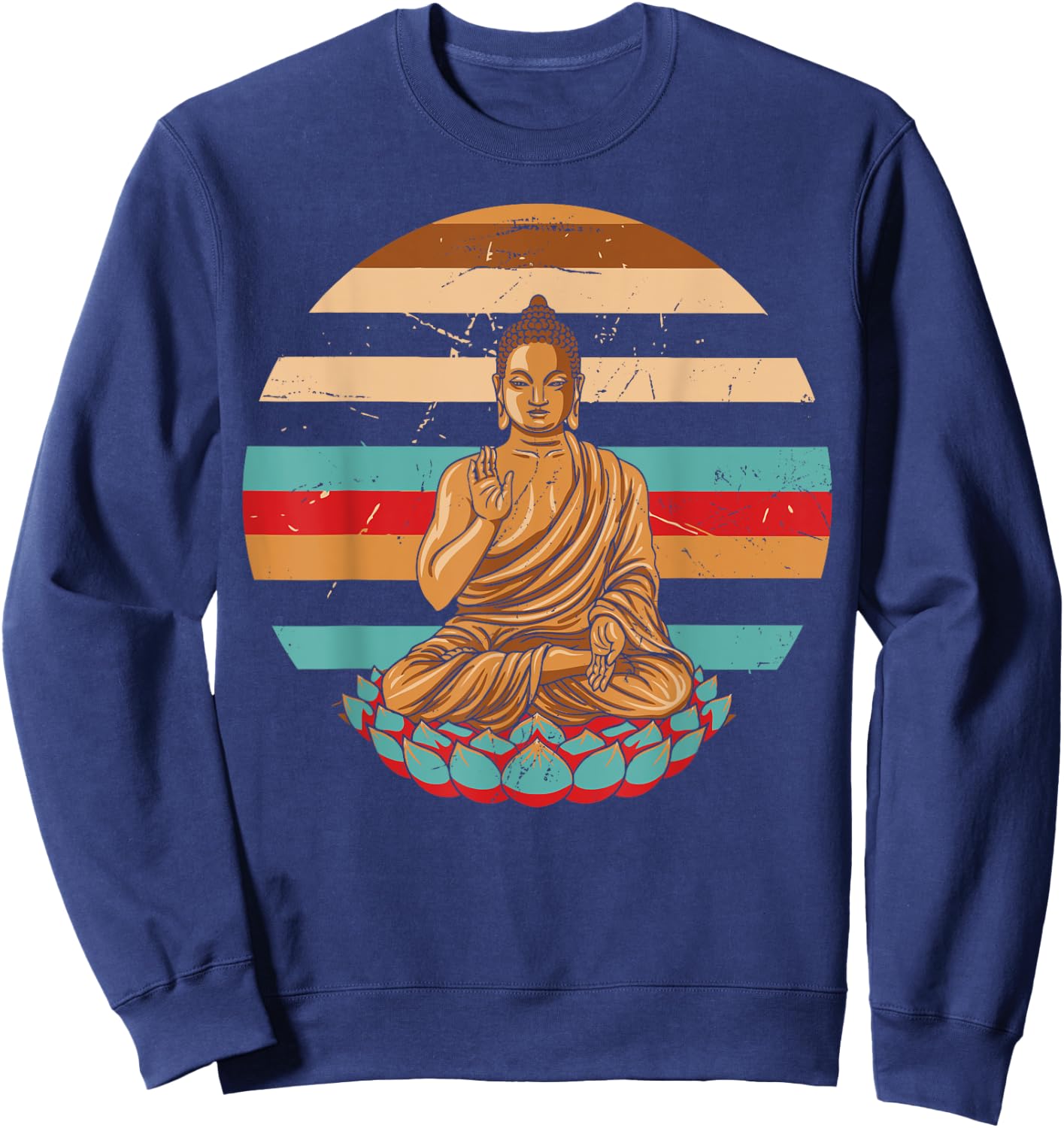 Vintage Style Retro Sleeping Buddha Gift Sweatshirt - Sweatshirt | Navy