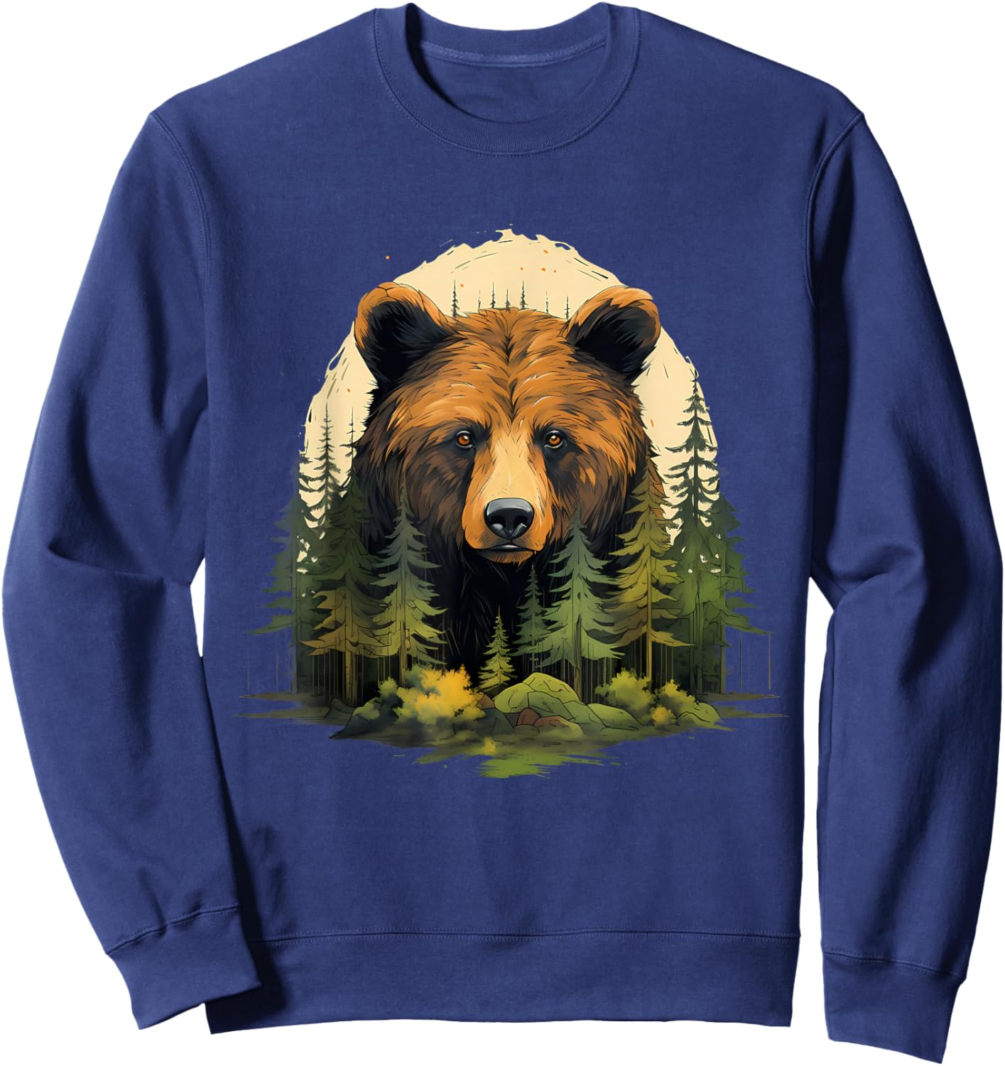 Bear Portrait Forest Animal Art Artwork Forest Wildlife Sweatshirt - Sweatshirt | Navy