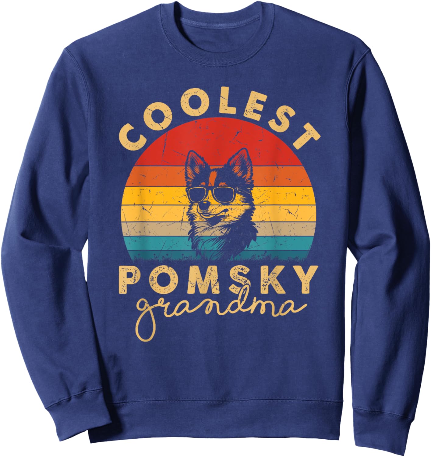 Pomsky Coolest Grandma Gifts Funny Pomsky Dog Mom Sweatshirt - Sweatshirt | Navy