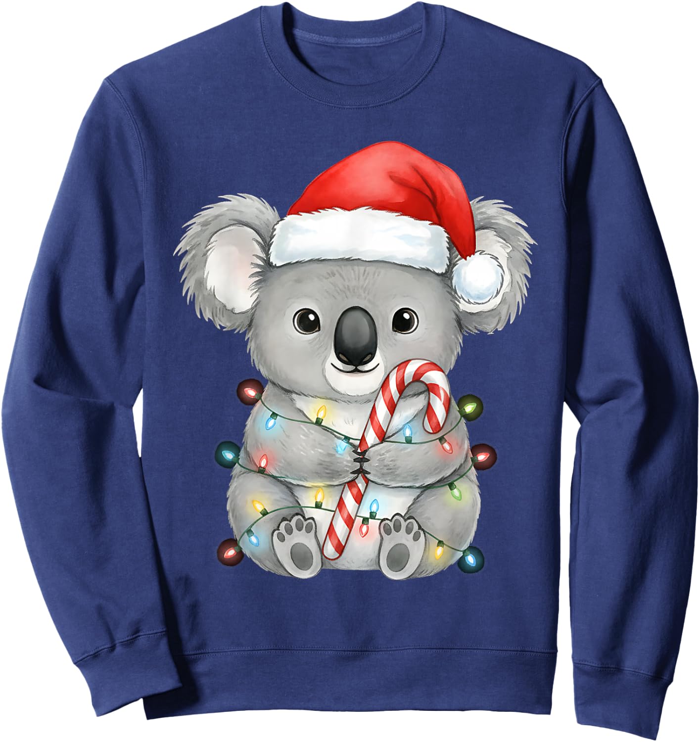 Koala Christmas Lights Santa Hat Snow Holiday Animal Love Sweatshirt - Sweatshirt | Navy