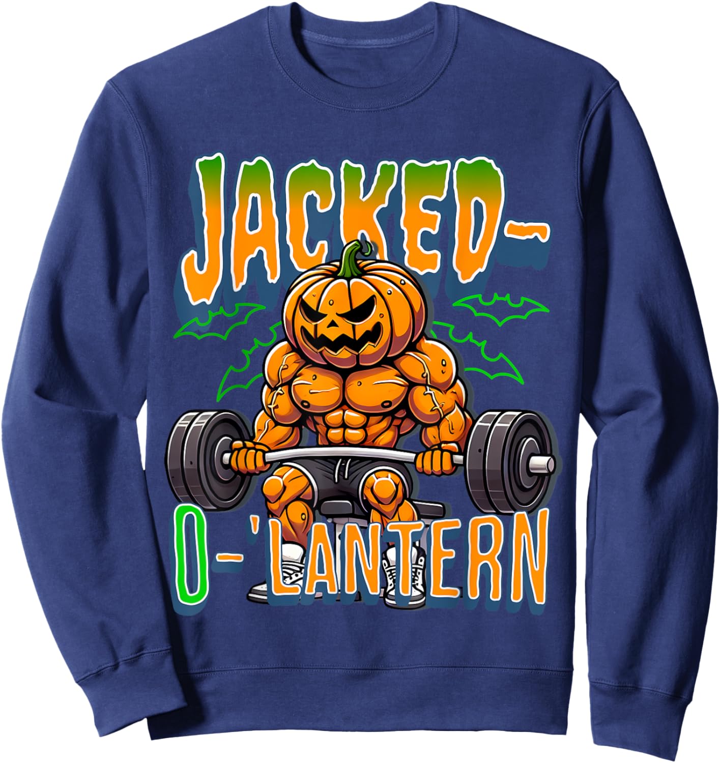 Jacked-O'-Lantern Halloween Fitness Pumpkin Gym Workout Sweatshirt - Sweatshirt | Navy