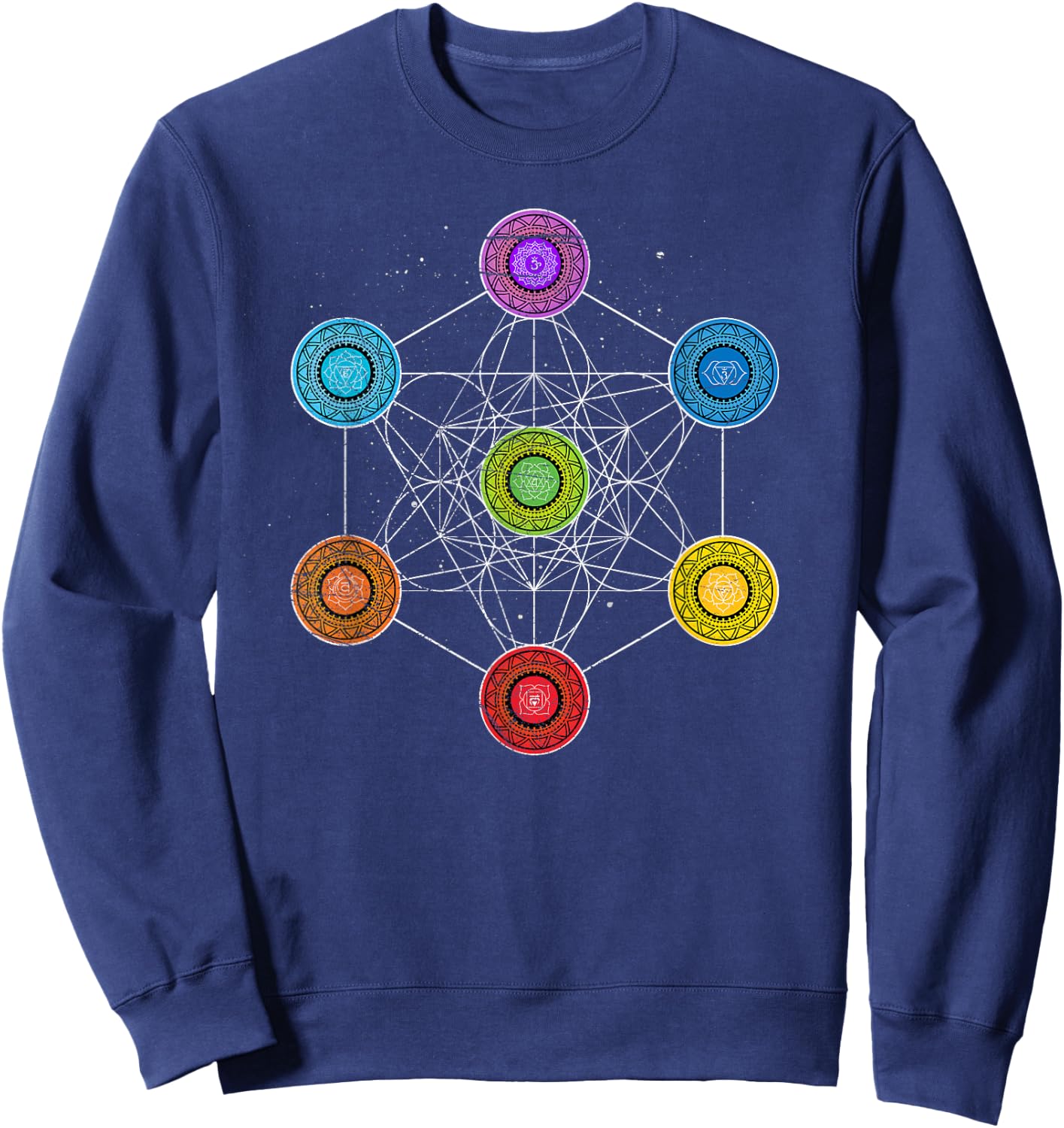 Sacred Geometry Metatrons Cube 7 Chakras - Psychedelic Shirt Sweatshirt - Sweatshirt | Navy