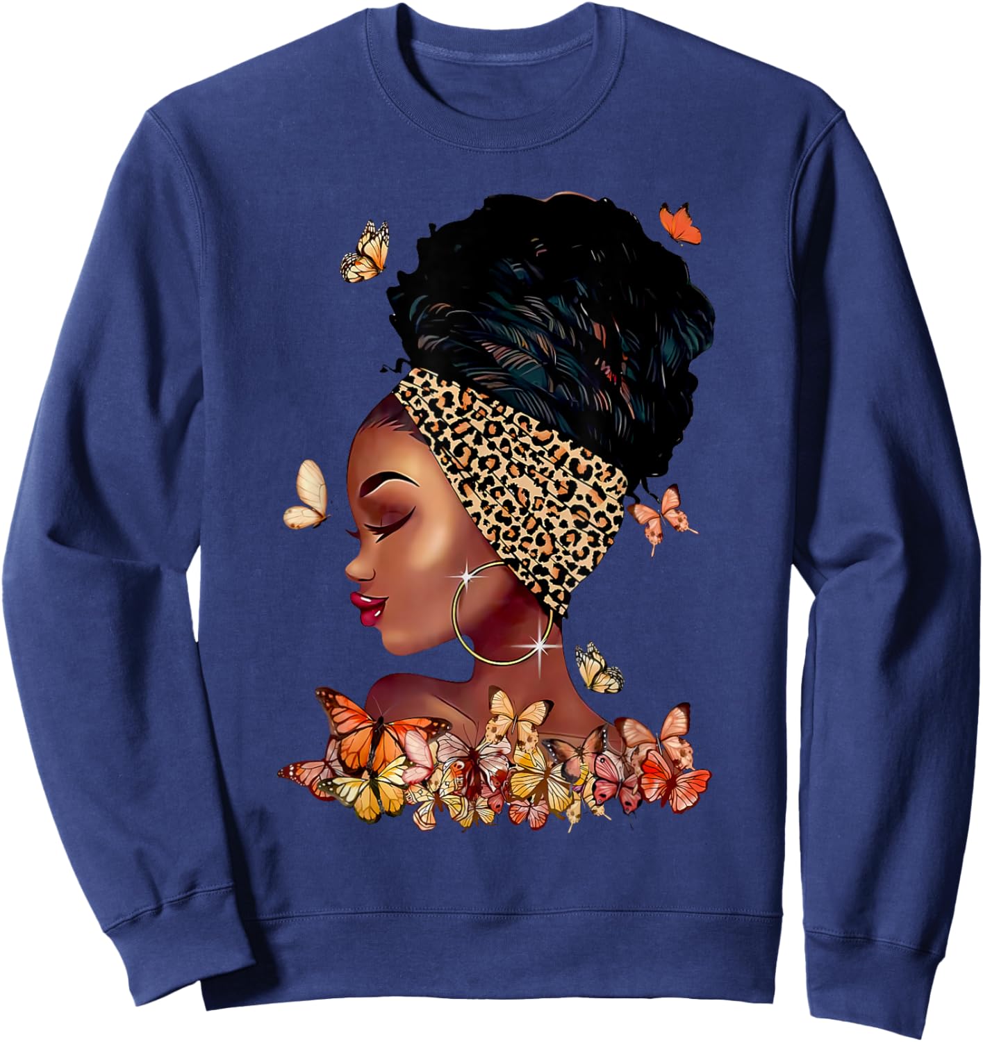 Black Girl Magic Afro Melanin Queen African American Women Sweatshirt - Sweatshirt | Navy