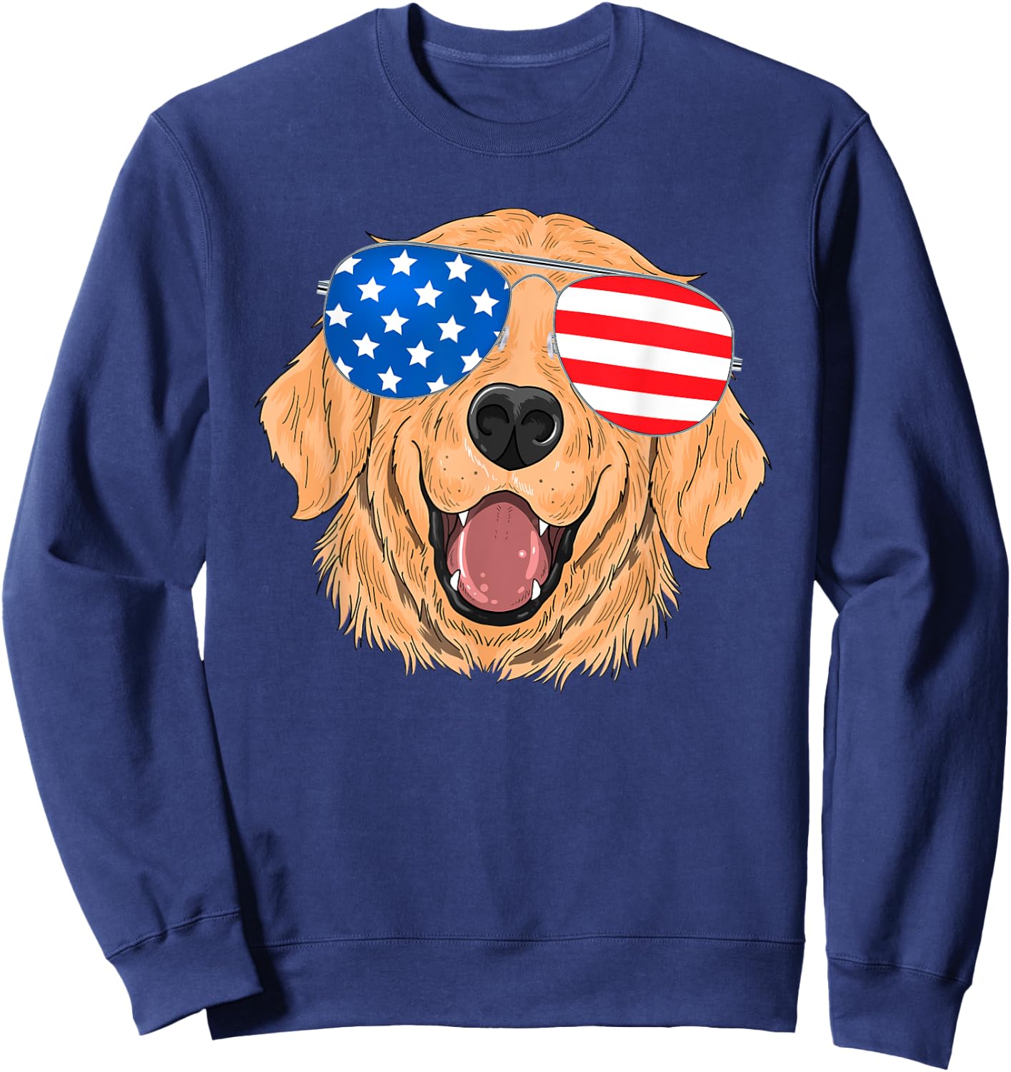 Patriotic Golden Retriever Dog 4th of july Sweatshirt - Sweatshirt | Navy