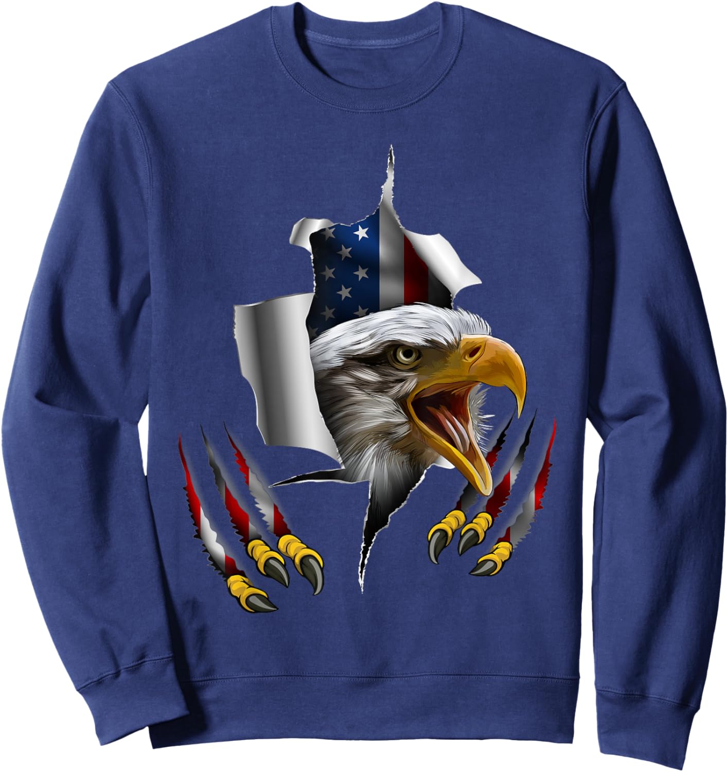 Patriotic USA Bald Eagle 4th of July Flag Vintage Sweatshirt - Sweatshirt | Navy