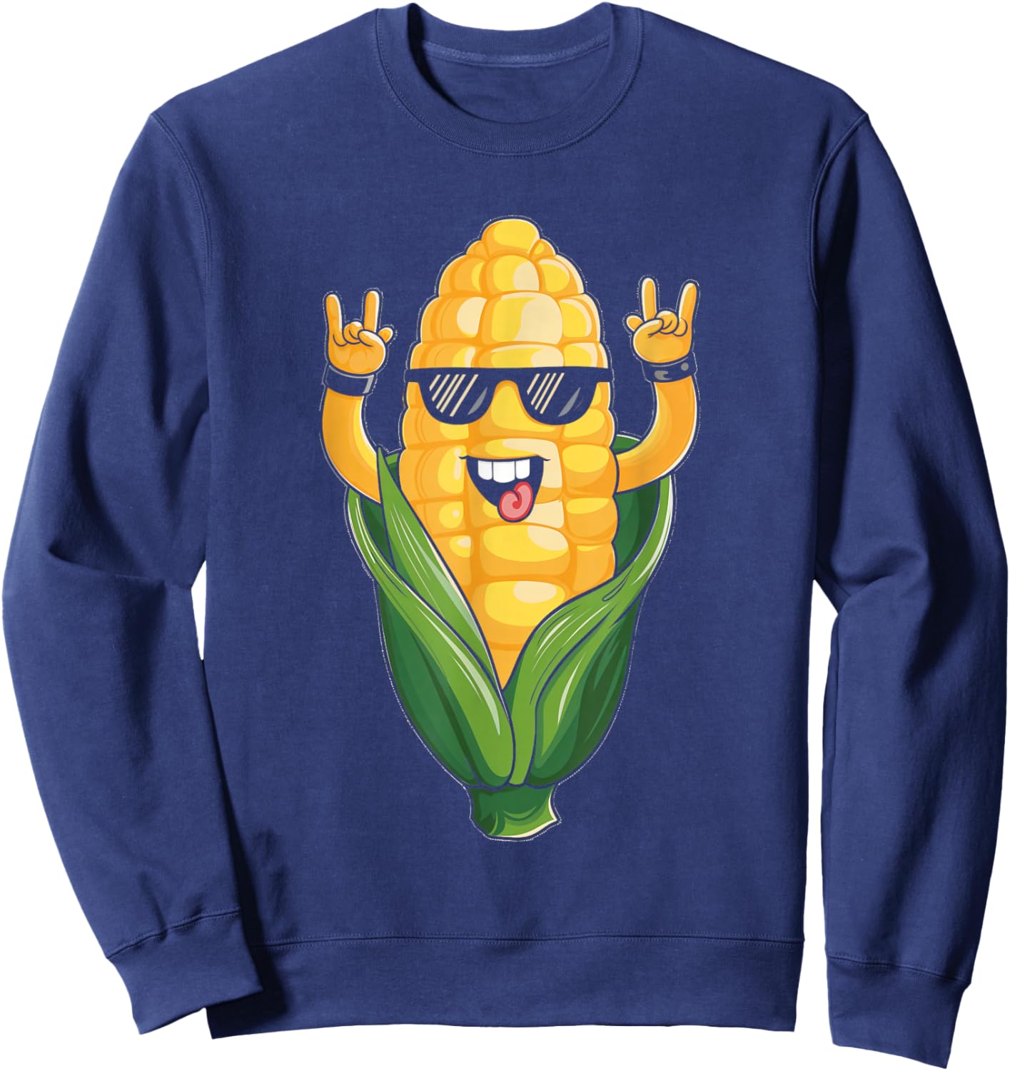 Rock On Corn Corn Lover Sweet Corn On The Cob Sweatshirt - Sweatshirt | Navy