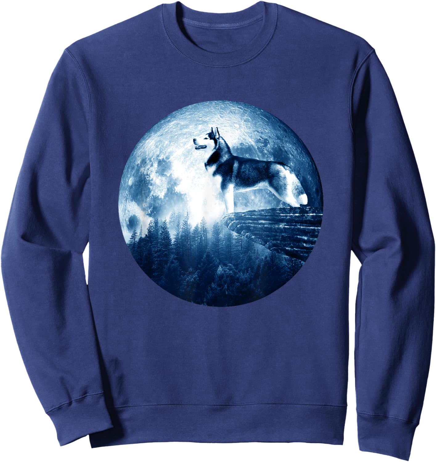 Siberian Husky Dog Moon Dog Mom Dad Women Men Dog Lovers Sweatshirt - Sweatshirt | Navy