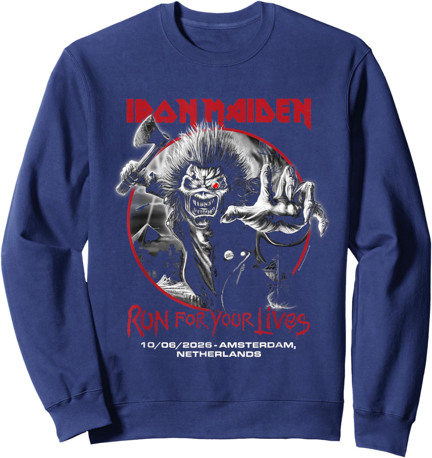 Iron Maiden Run for Your Lives Tour 2026 Amsterdam Sweatshirt - Sweatshirt | Navy