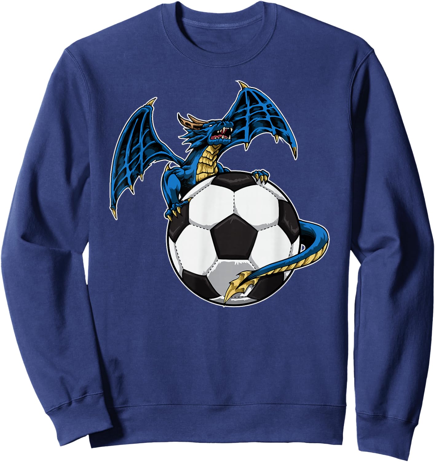 Cool Soccer Dragon Sitting On Soccer Ball Sweatshirt - Sweatshirt | Navy