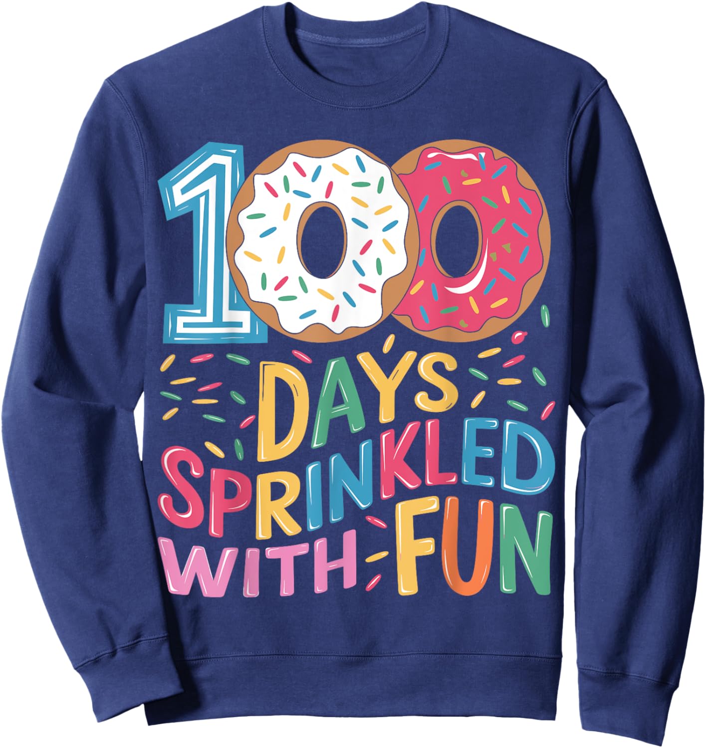 100 Days of School Girls Kindergarten 100th Day of School Sweatshirt - Sweatshirt | Navy