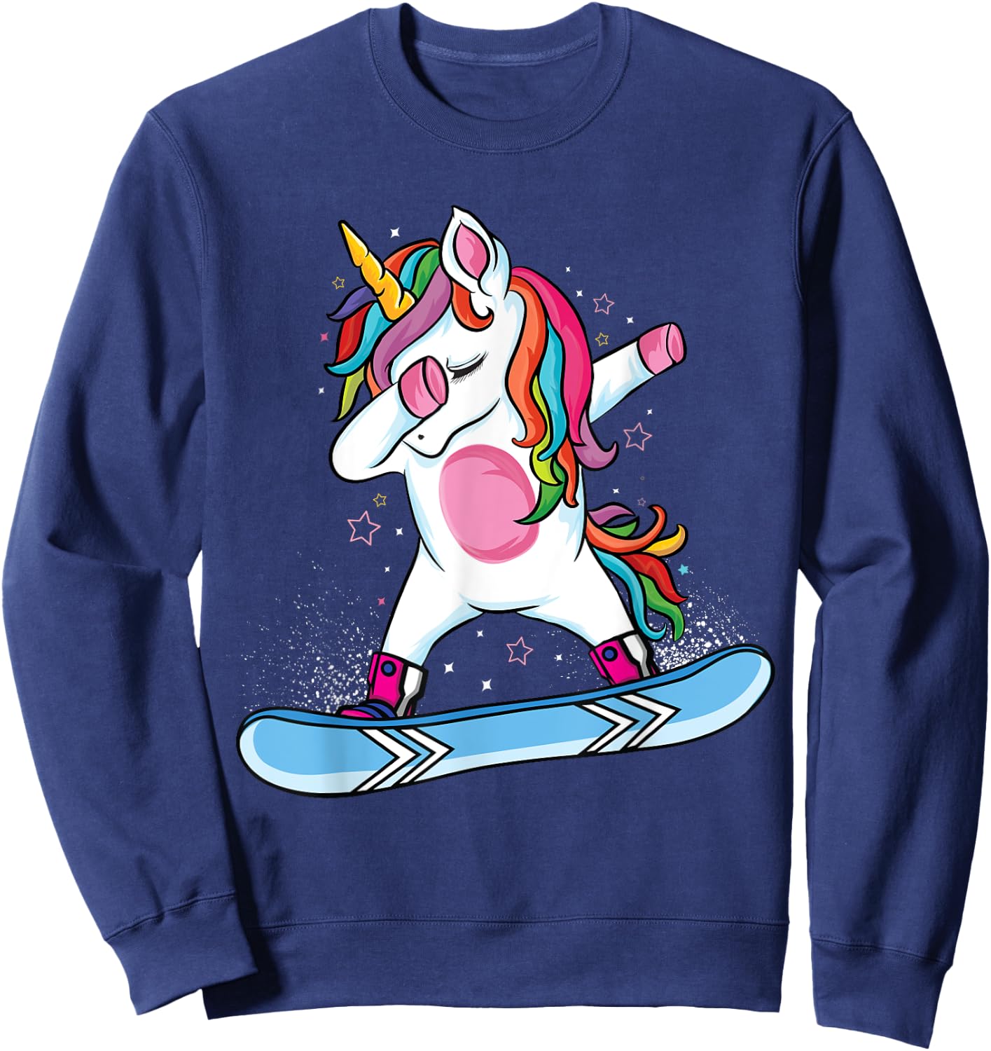 Cute unicorn Snowboarding Skiing Dabbing unicorn Snowboard Sweatshirt - Sweatshirt | Navy