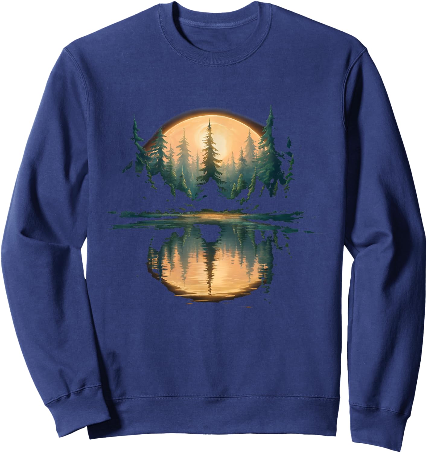 Wildlife Trees Outdoors Nature Retro Forest Graphic Sweatshirt - Sweatshirt | Navy