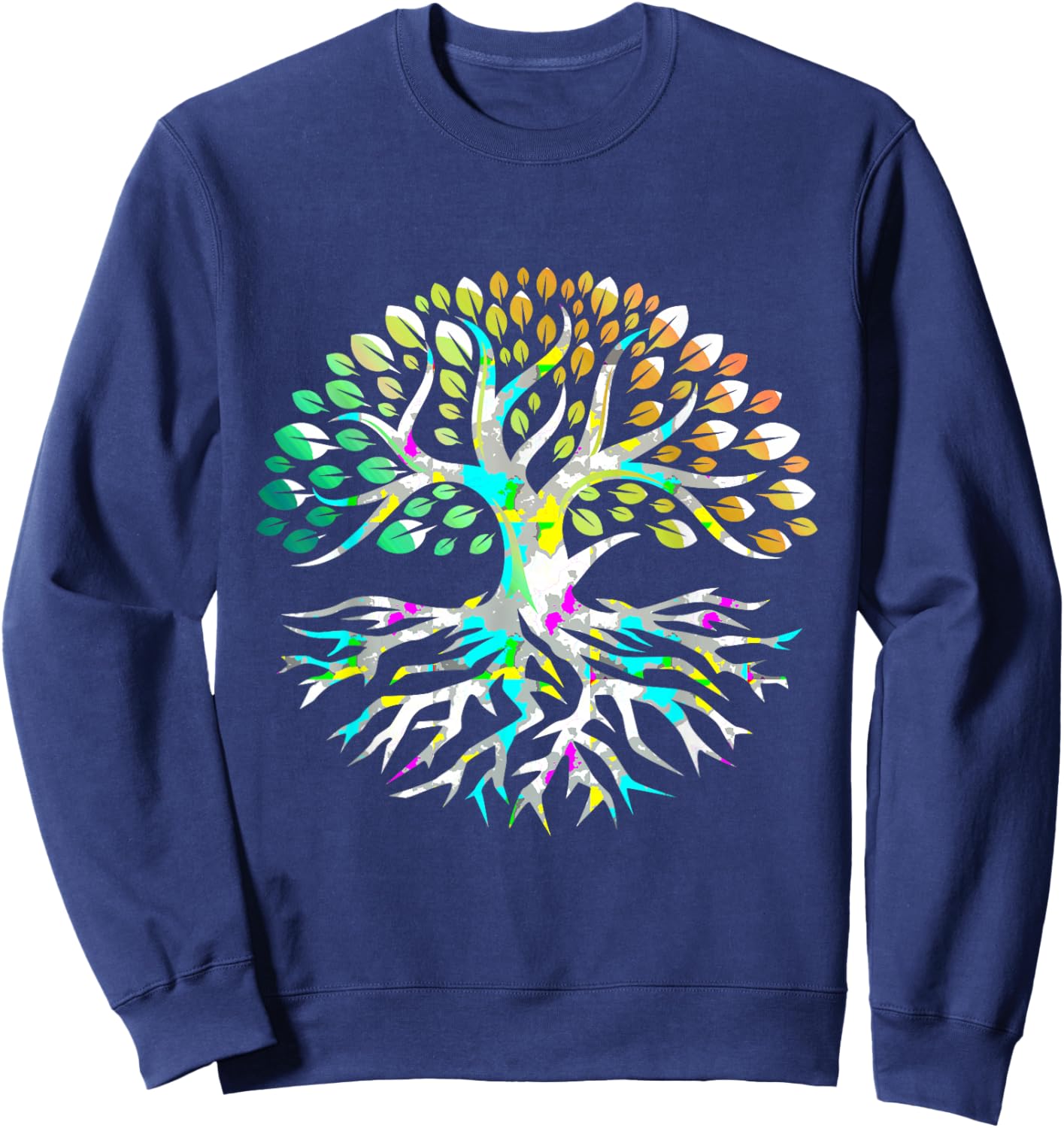 Yggdrasil Tree of Life Colorful Peaceful Mind Sacred Tree Sweatshirt - Sweatshirt | Navy