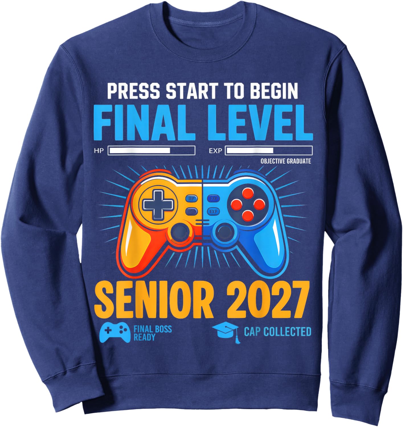 Senior Class of 2027 Back to School Gamer Senior 2027 Boys Sweatshirt - Sweatshirt | Navy