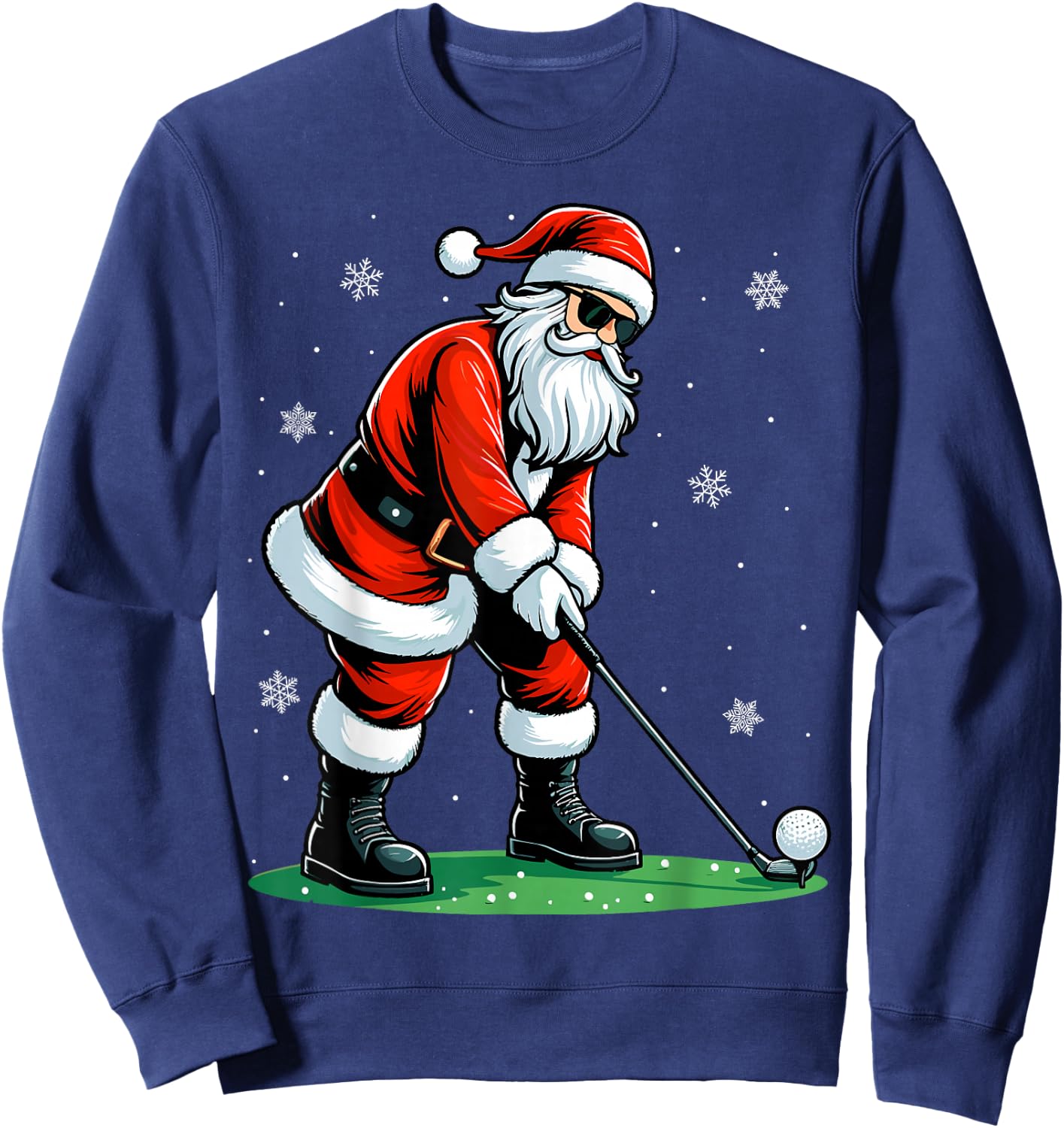 Christmas Golf Santa Golfer Xmas Funny Christmas Golfing Sweatshirt - Sweatshirt | Navy