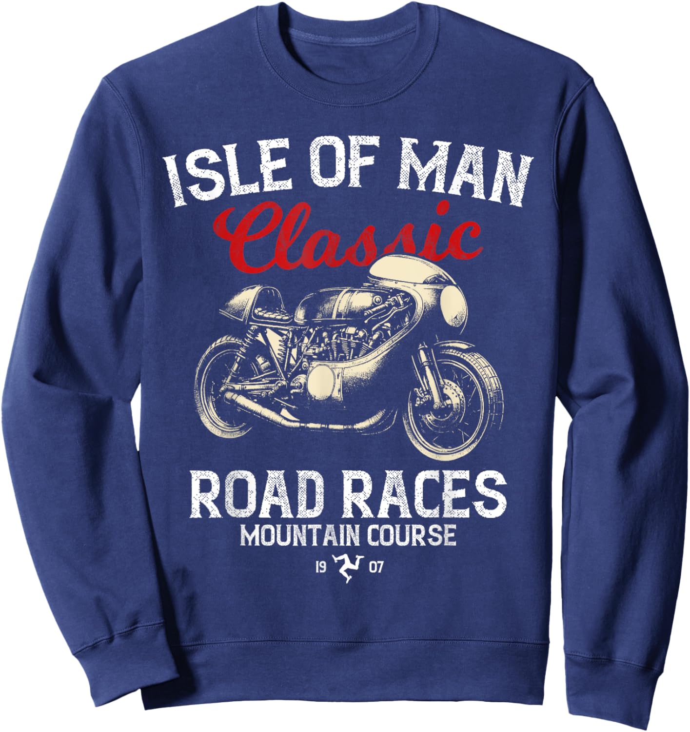 Retro Isle of Man TT Races Vintage Motorcycle Race , Black, S Sweatshirt - Sweatshirt | Navy