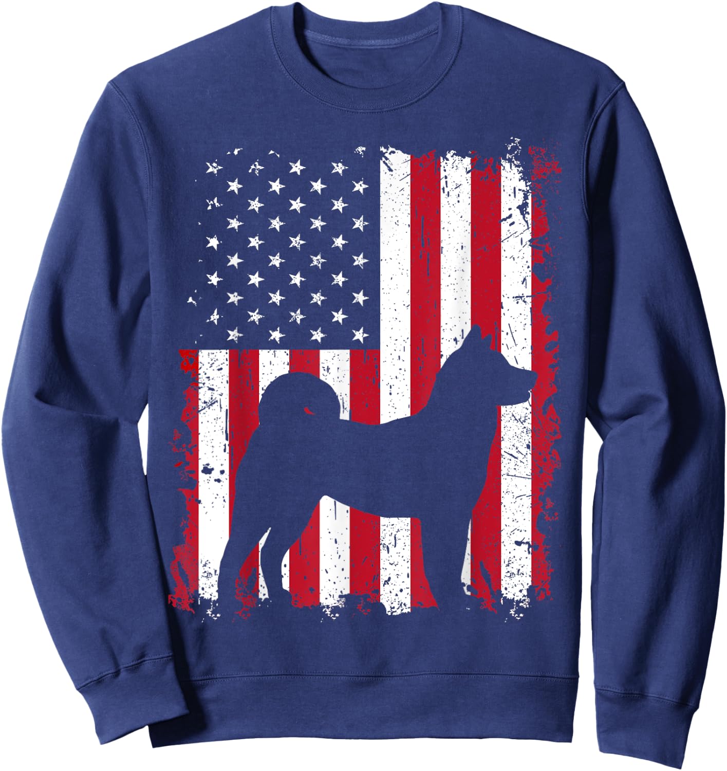 Akita 4th of July Patriotic American USA Flag Gift Women Kids Men Sweatshirt - Sweatshirt | Navy