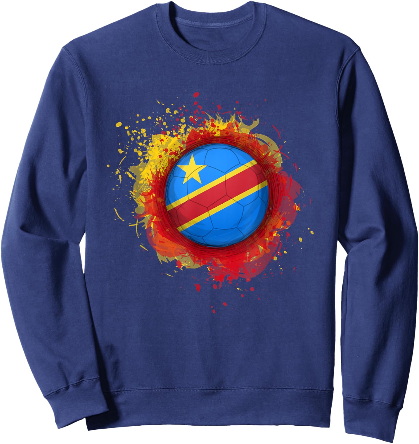 Proud Heritage Democratic Republic of the Congo Flag Soccer Sweatshirt - Sweatshirt | Navy
