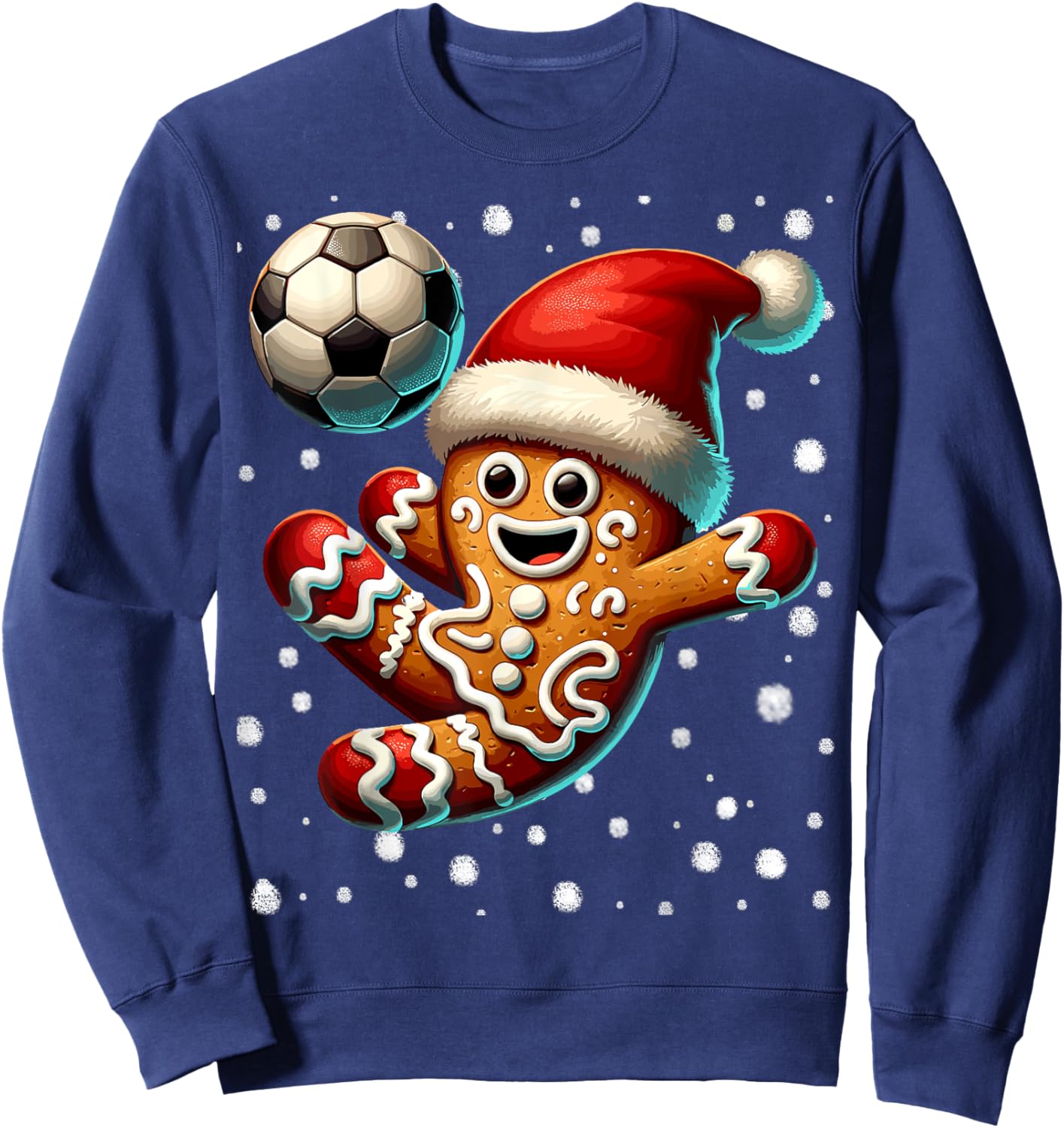 Gingerbread Plays Soccer Bicycle Kick, Cookie Christmas Sweatshirt - Sweatshirt | Navy