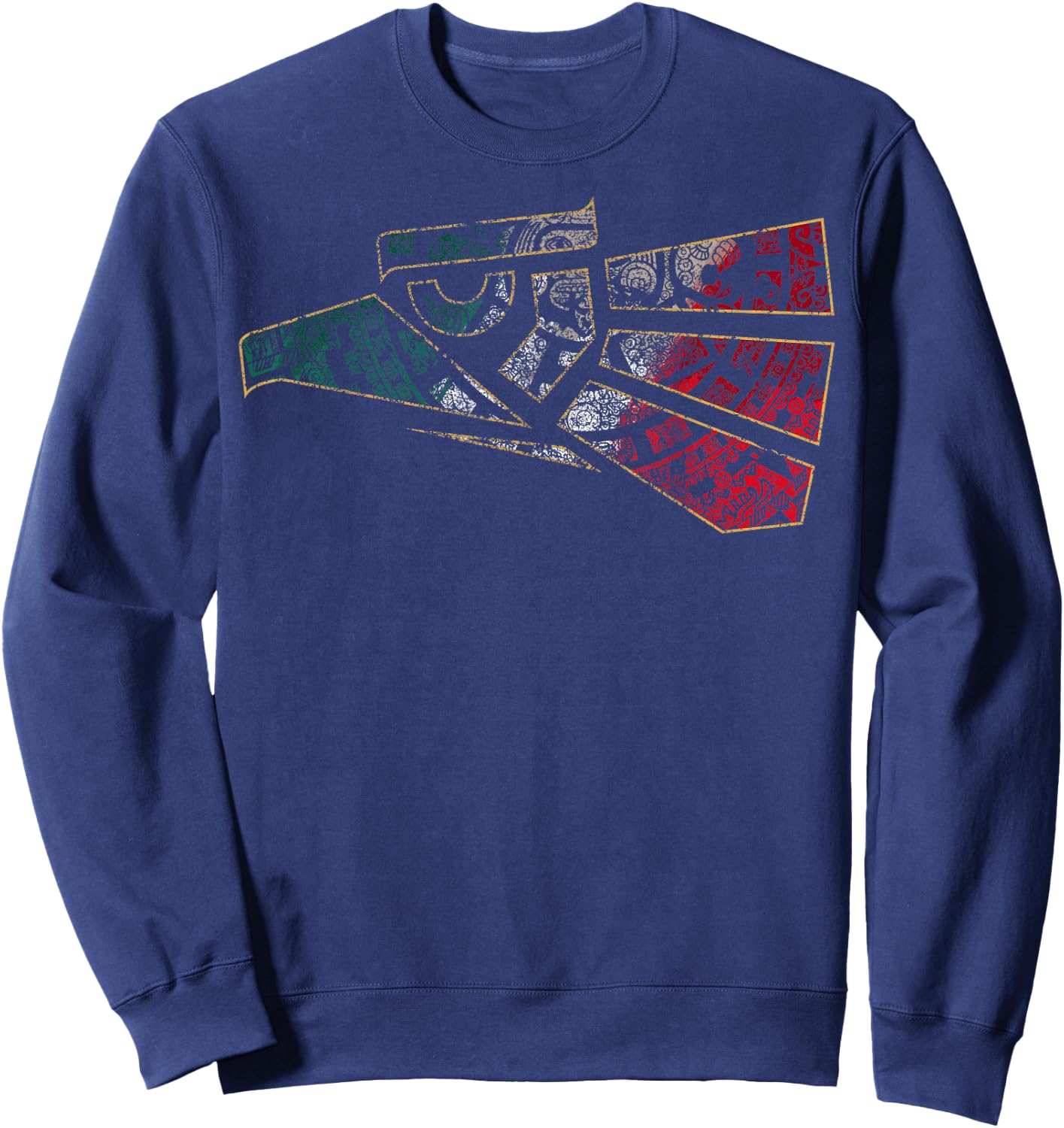 Mexico Sacred Aztec Calendar Mexican Eagle Archeological Sweatshirt - Sweatshirt | Navy