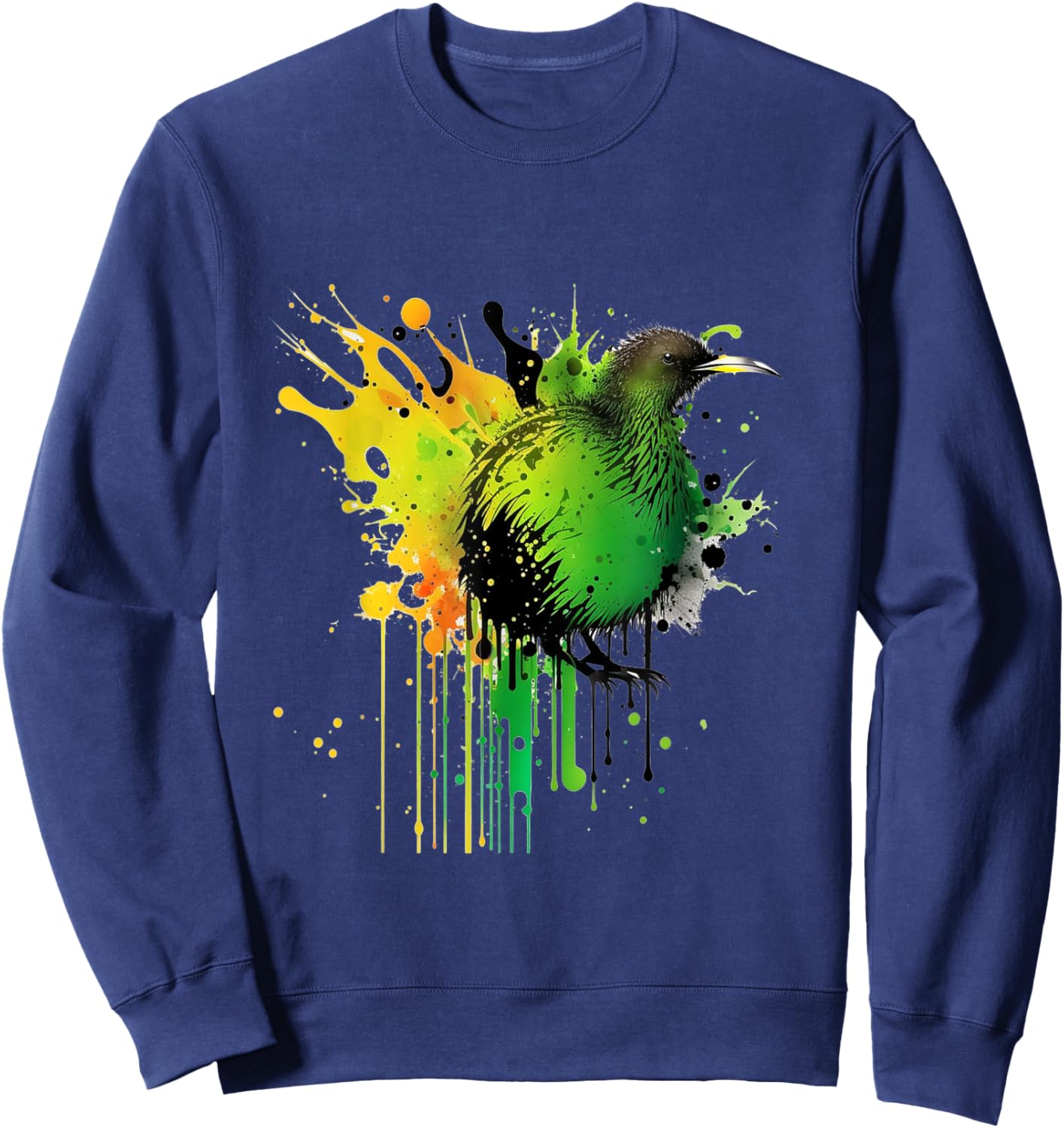 Abstract Water Color New Zealand National Bird Kiwi Bird Sweatshirt - Sweatshirt | Navy