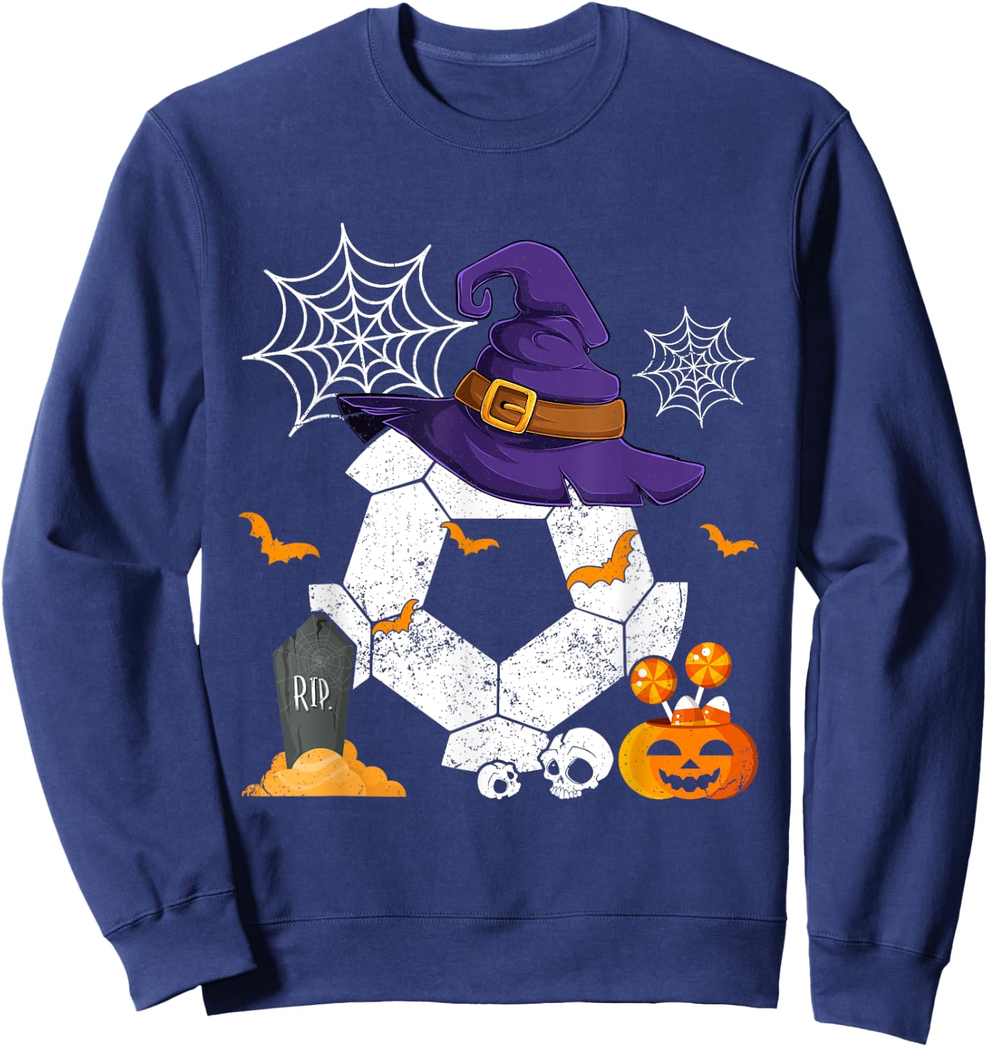 Funny Witch Soccer Halloween Costume Soccer Lover Sweatshirt - Sweatshirt | Navy
