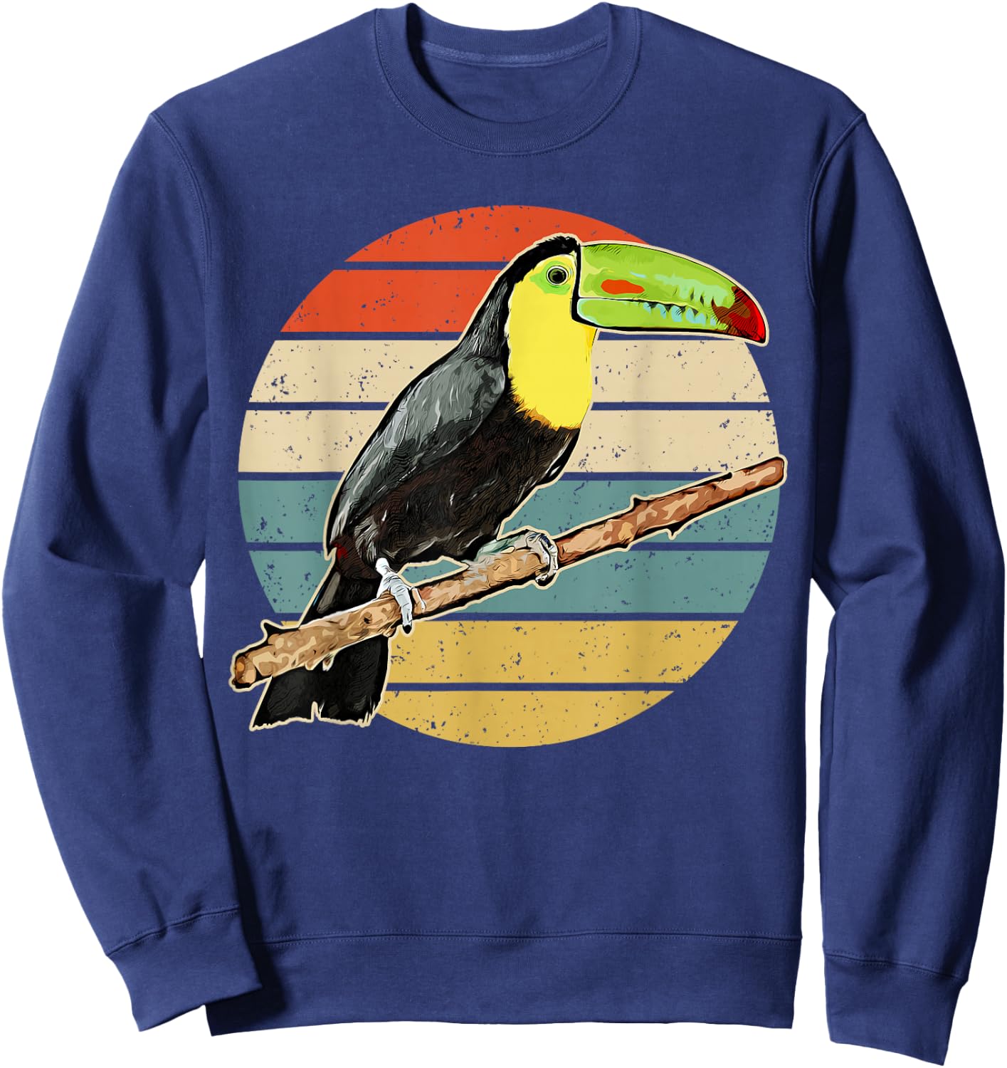 Retro Toucan Vintage Distressed Style Toucan Sweatshirt - Sweatshirt | Navy