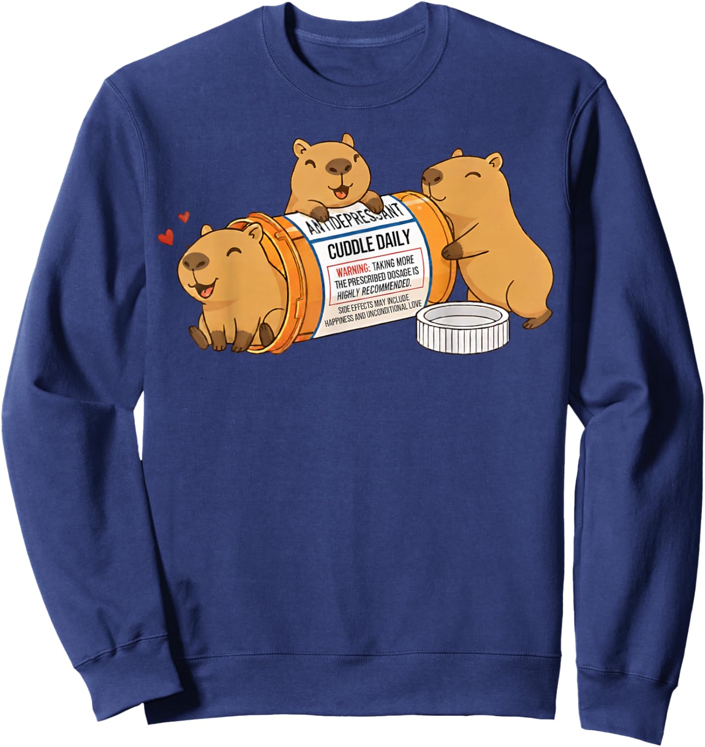 Funny Capybara Anti Depressant Zoo Boys Girls Kids Sweatshirt - Sweatshirt | Navy