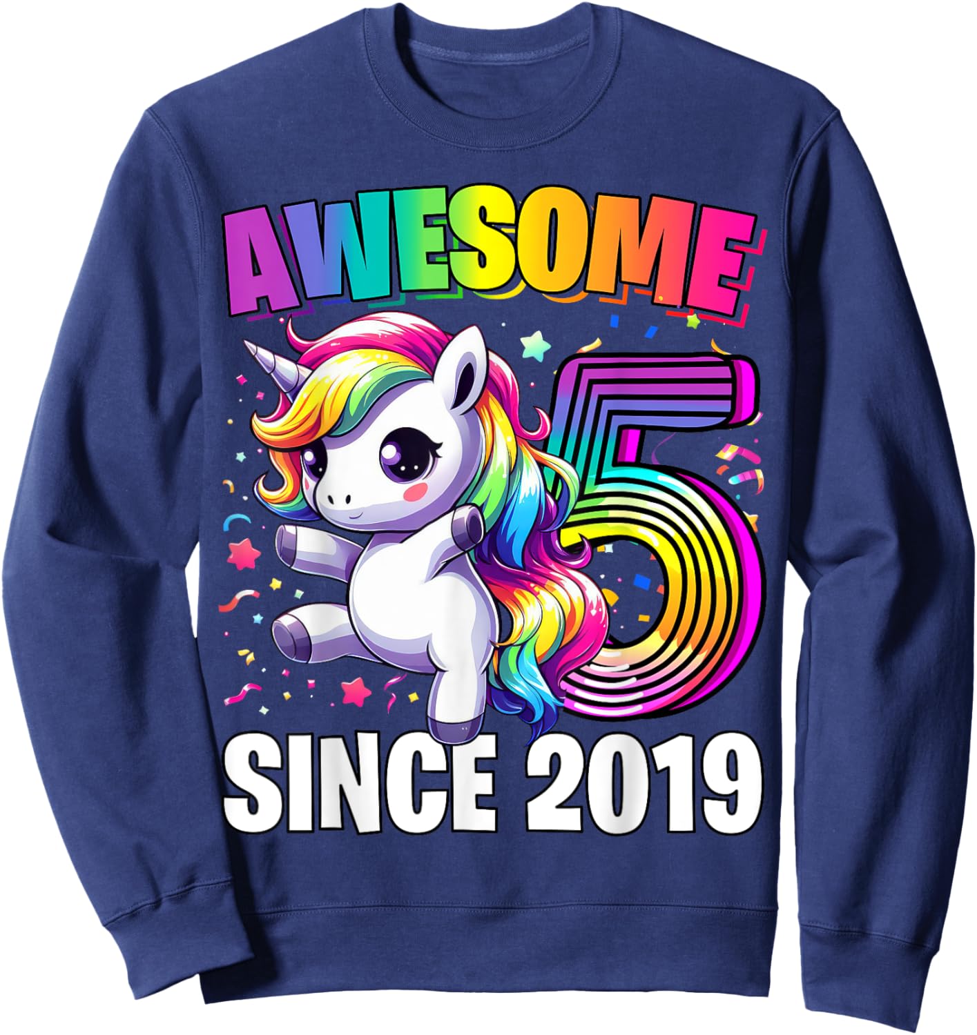 Unicorn 5th Birthday 5 Year Old Unicorn Party Girls Outfit Sweatshirt - Sweatshirt | Navy