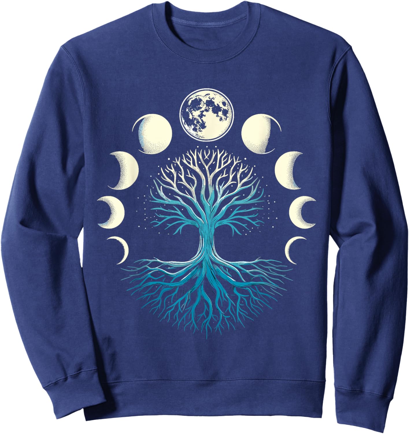Spiritual Tree Moon Phases Yoga Sweatshirt - Sweatshirt | Navy