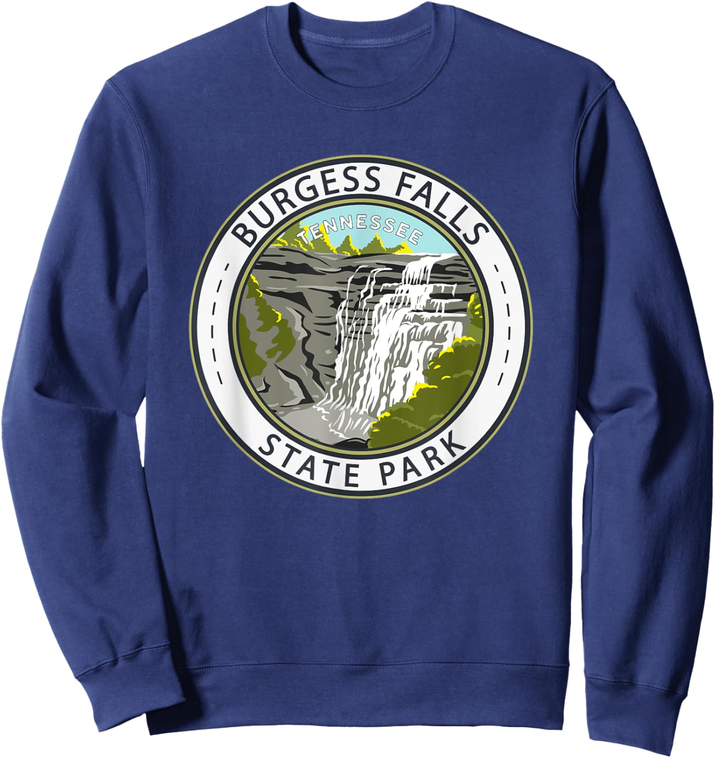 Burgess Falls State Park Tennessee Badge Vintage Sweatshirt - Sweatshirt | Navy