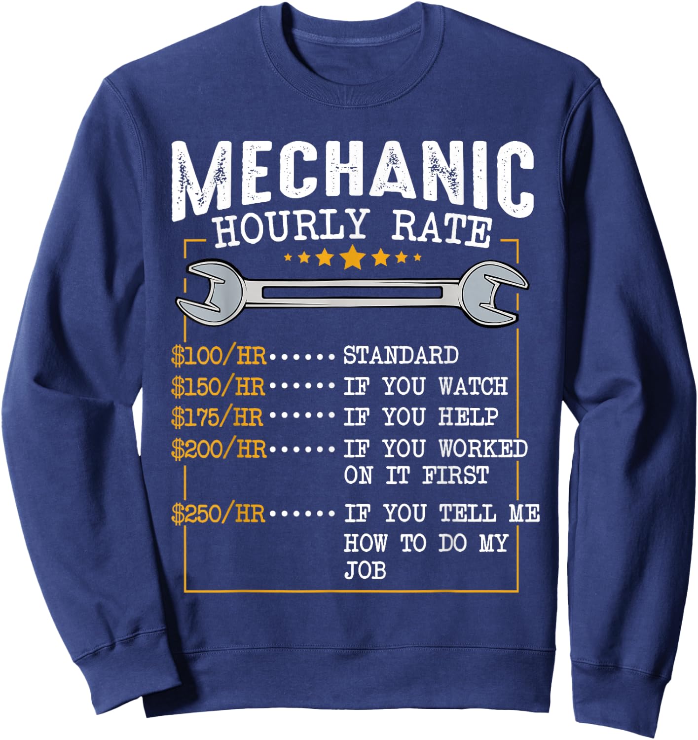 Mechanic Hourly Rate Car Mechatronics Engineer Profession Car Gift Sweatshirt - Sweatshirt | Navy
