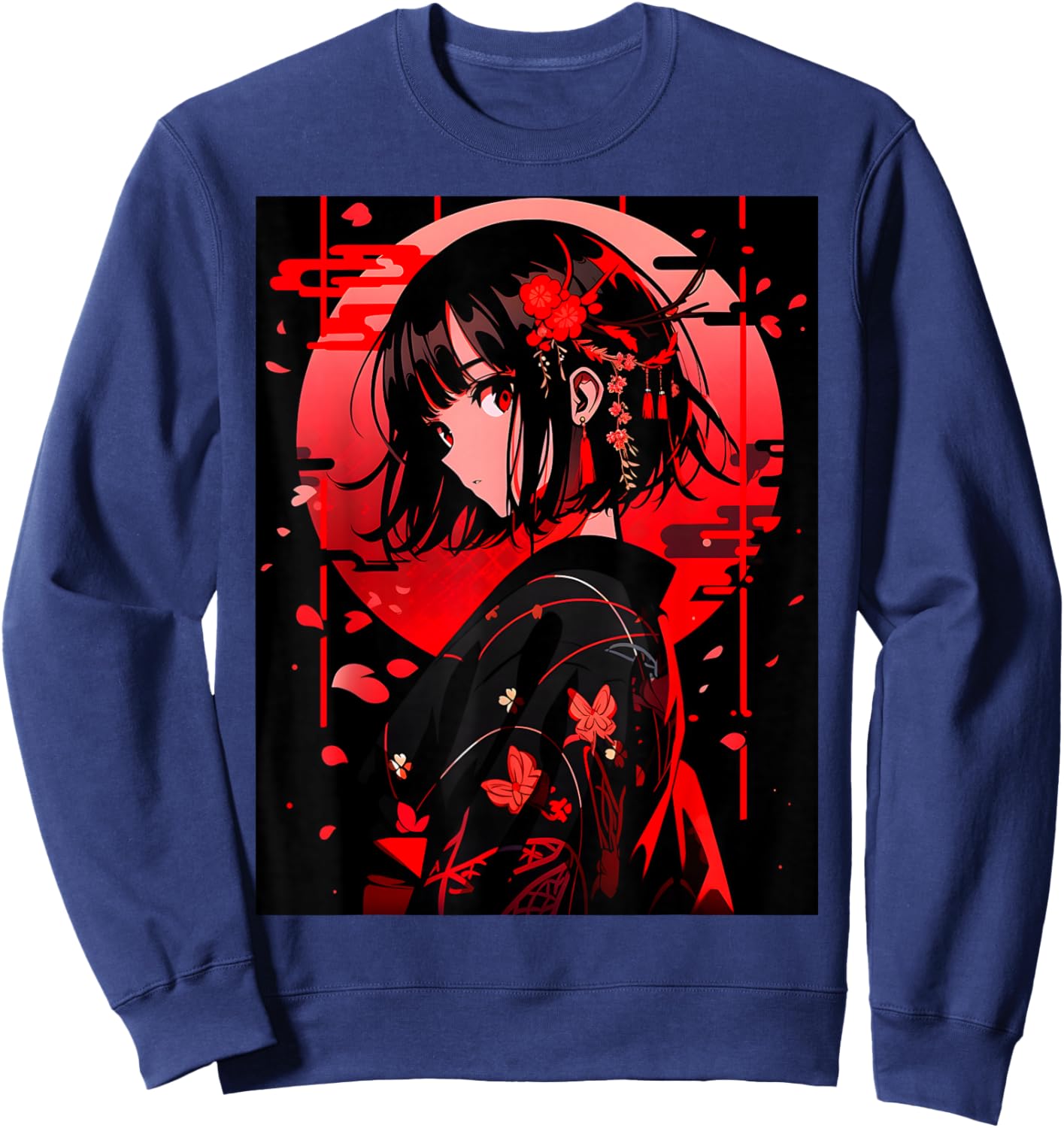 Techwear Harajuku Aesthetic Cyberpunk Anime Manga Sweatshirt - Sweatshirt | Navy