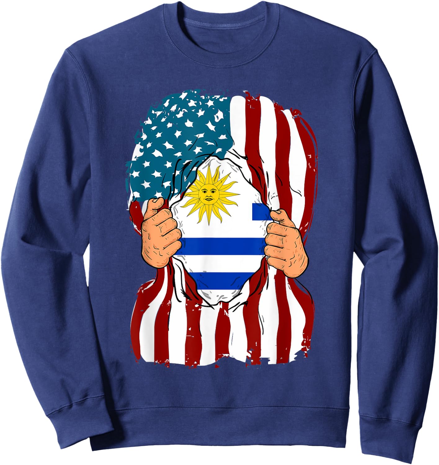 Uruguay Flag Inside Me Home Pride Uruguayan American Gift Sweatshirt - Sweatshirt | Navy