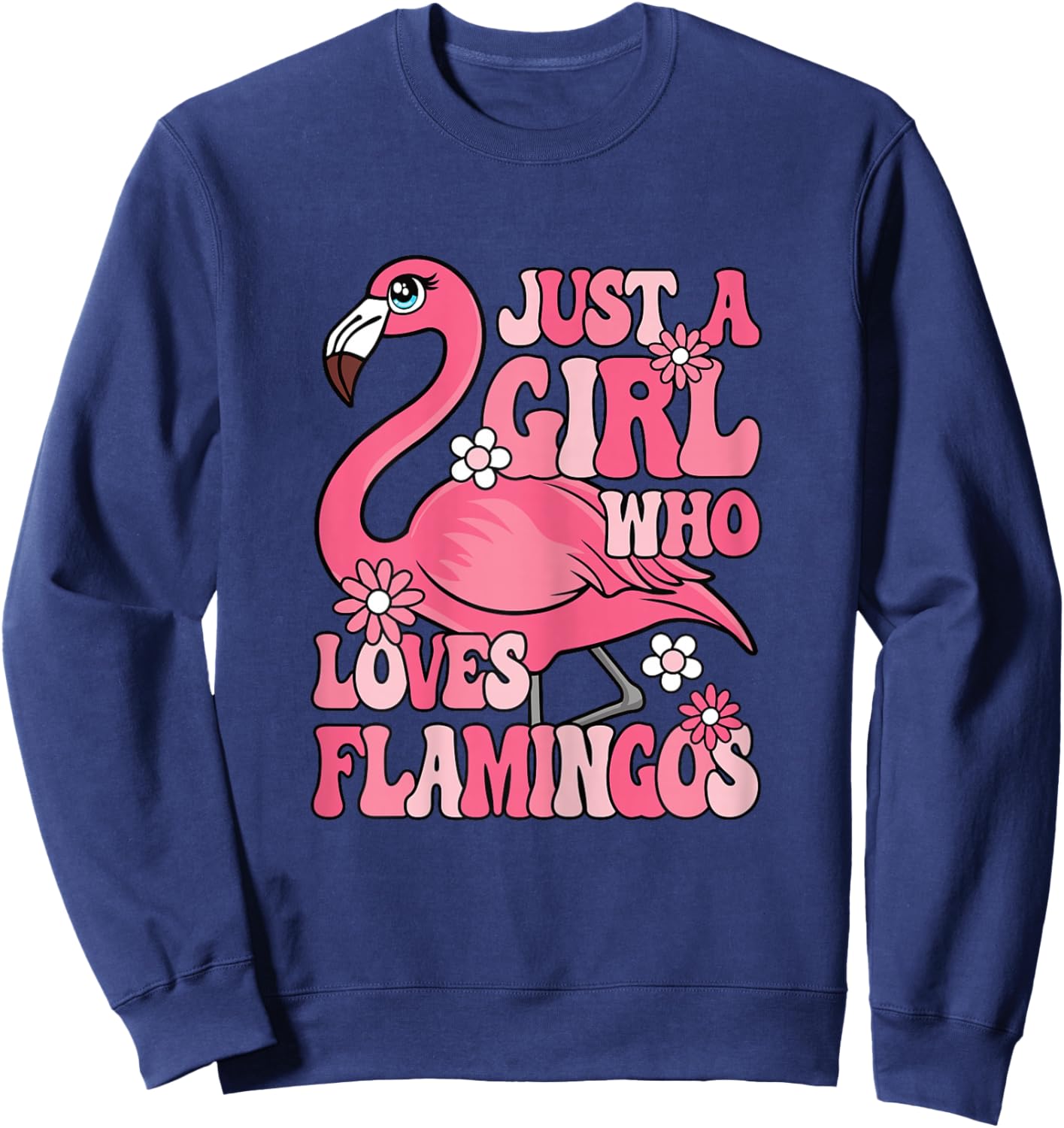Just A Girl Who Loves Flamingos Groovy Flamingo Lover Girls Sweatshirt - Sweatshirt | Navy