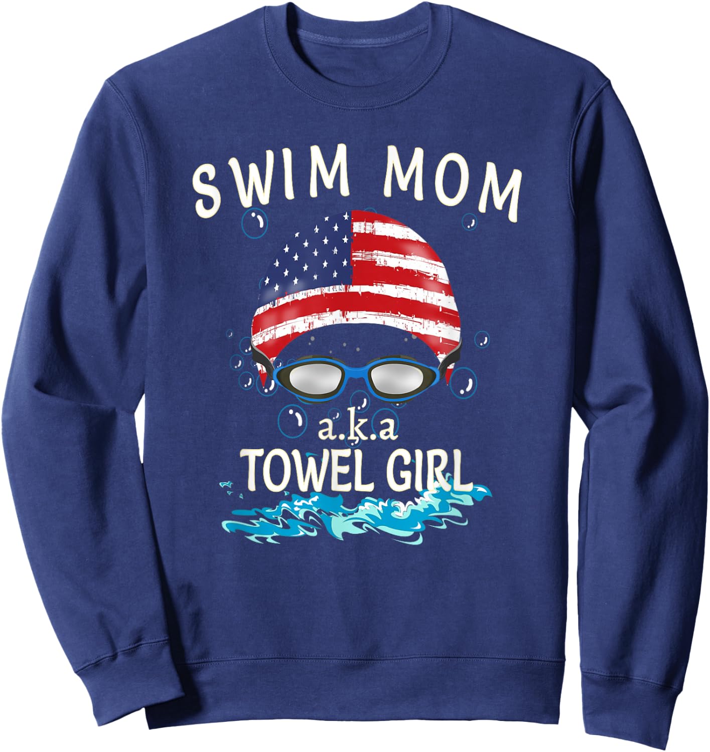 Swim Mom T shirt Funny Swimming Swimmer Cheer Mom Gift Sweatshirt - Sweatshirt | Navy