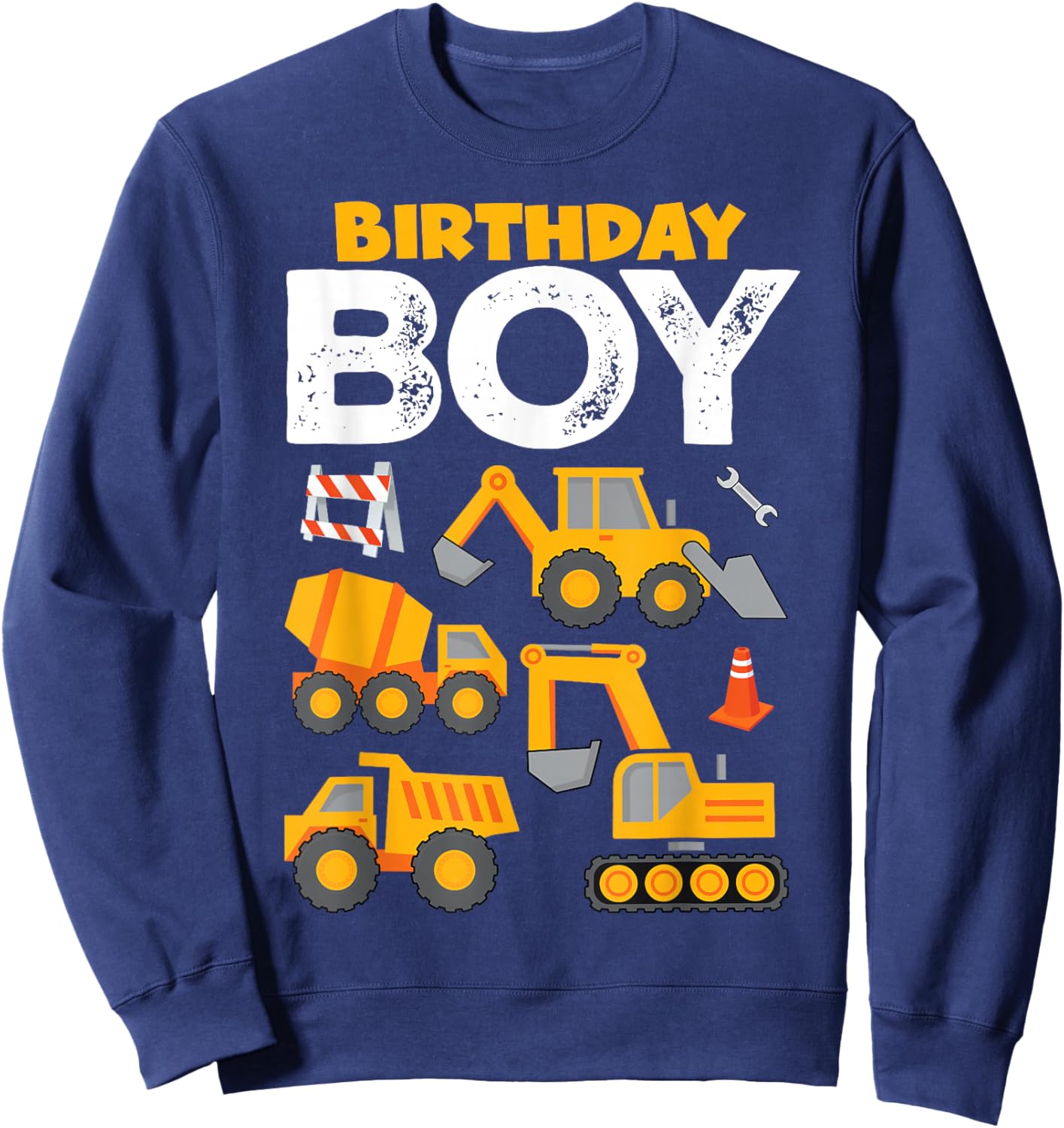 Kids Birthday Boy Construction Birthday Shirt Party Supplies Sweatshirt - Sweatshirt | Navy